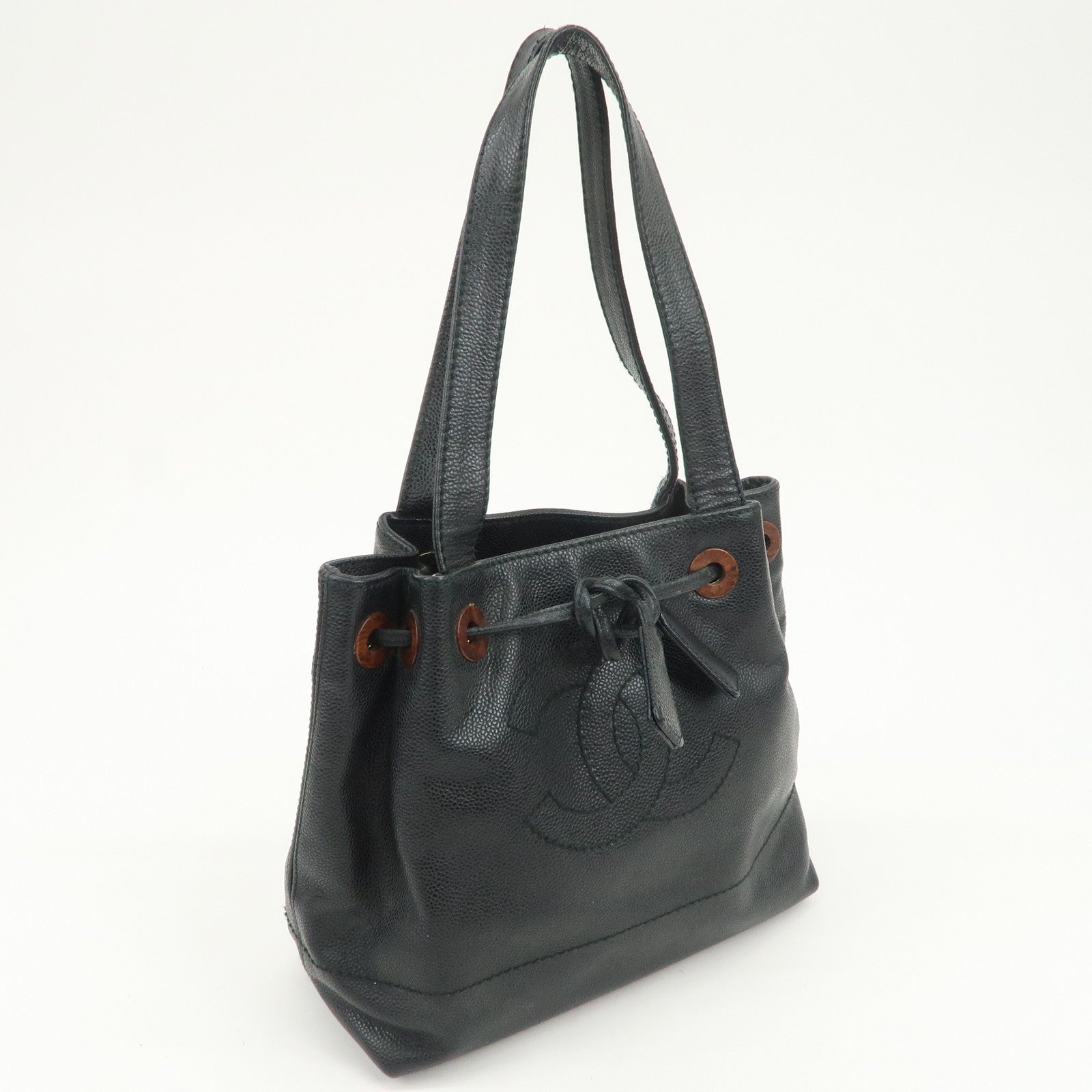 CHANEL COCO Mark Caviarskin Shoulder Bag Tote Bag Black