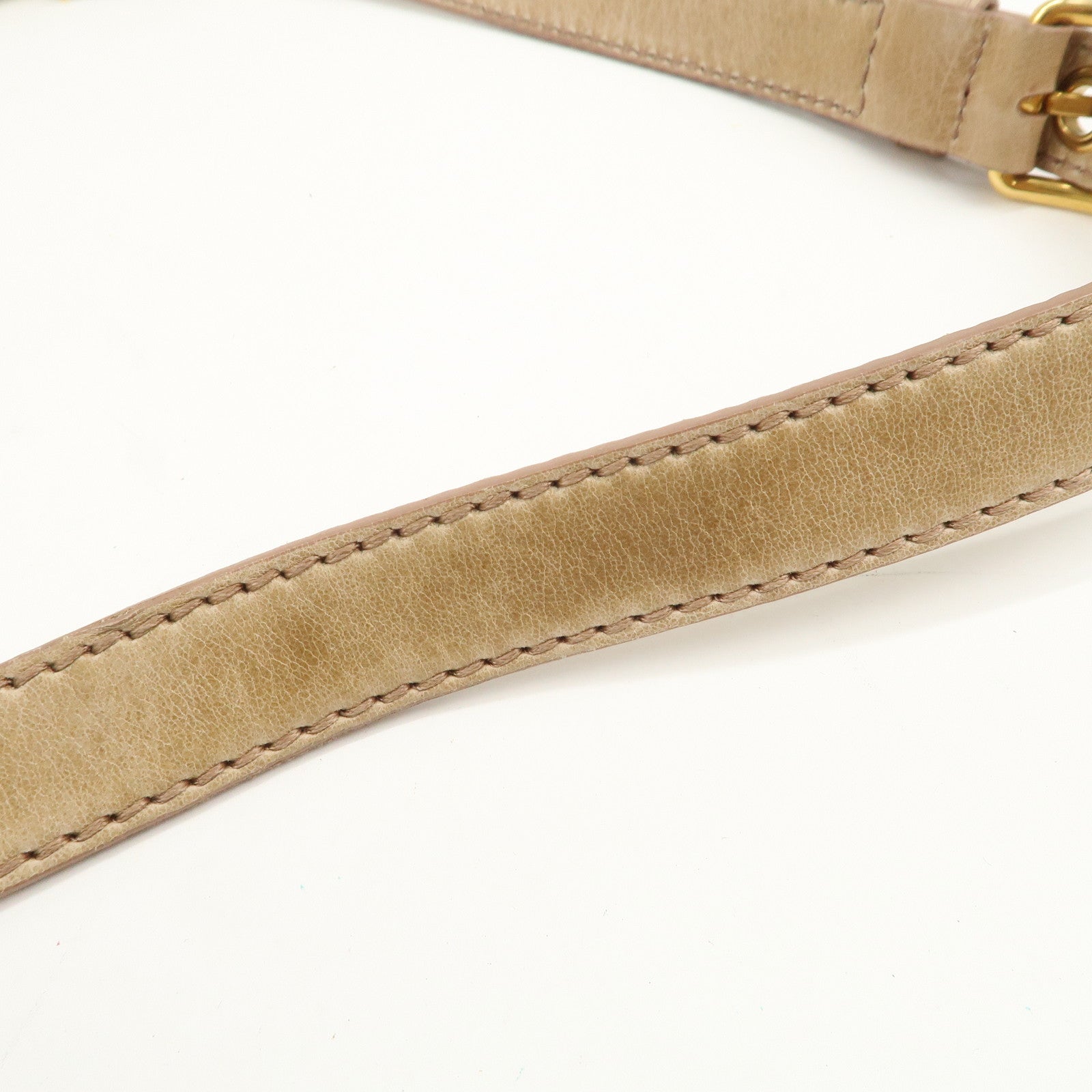 MIU MIU Logo Leather 2Way Bag Hand Bag Shoulder Bag Beige RN0728
