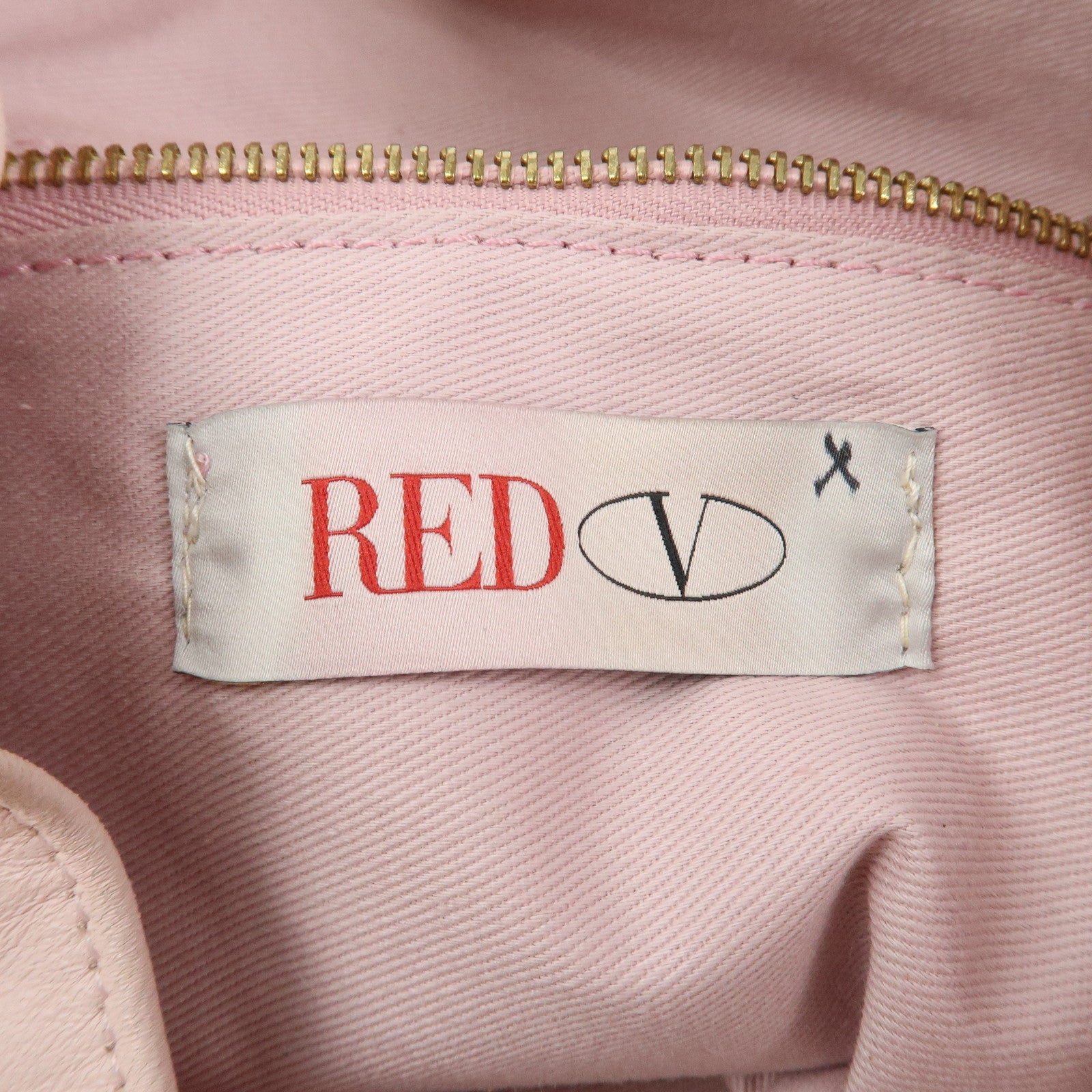 VALENTINO Leather Ribbon Motif Tote Bag Hand Bag Shoulder Bag Pink