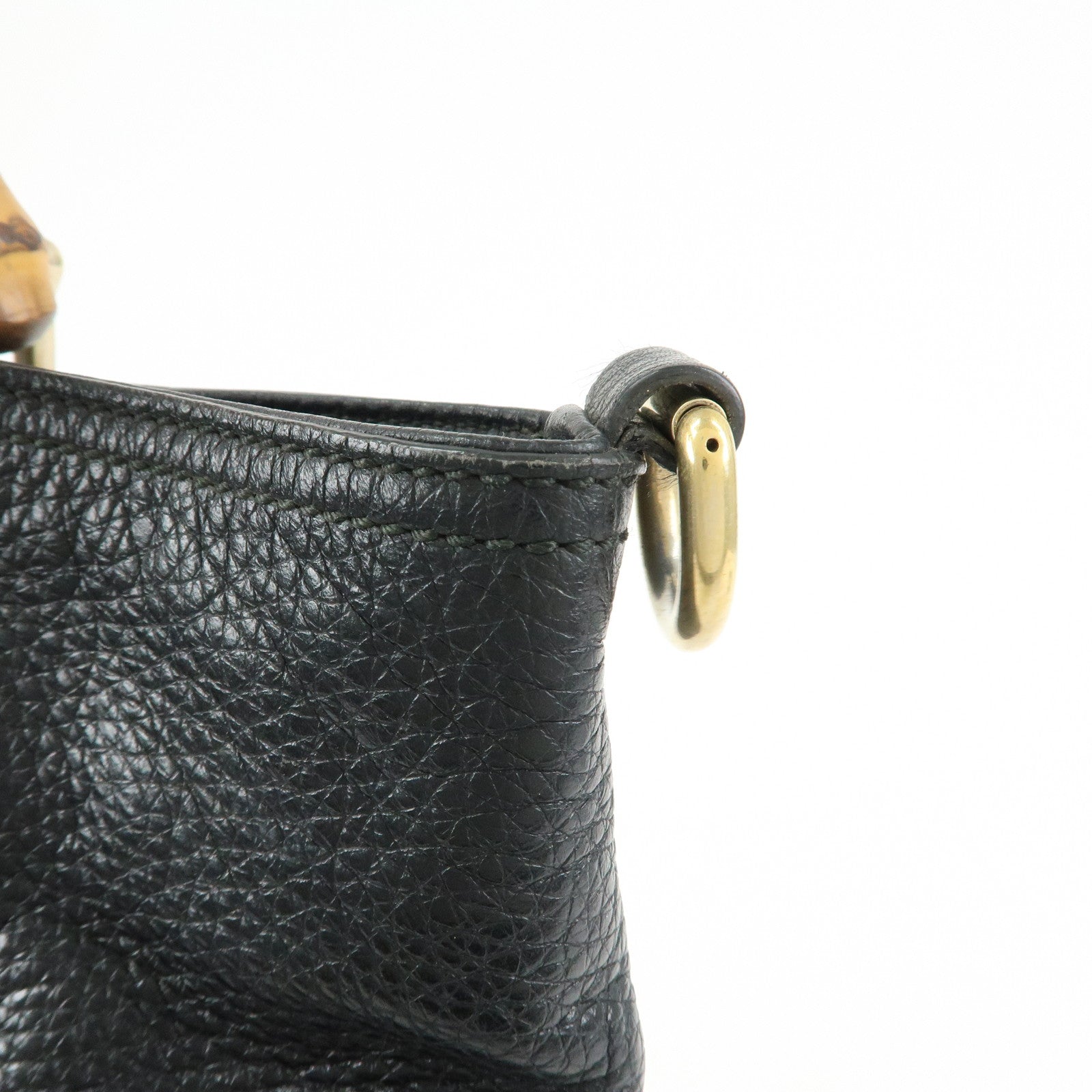 GUCCI Bamboo Shopper Leather 2Way Bag Tote Bag Black 323663