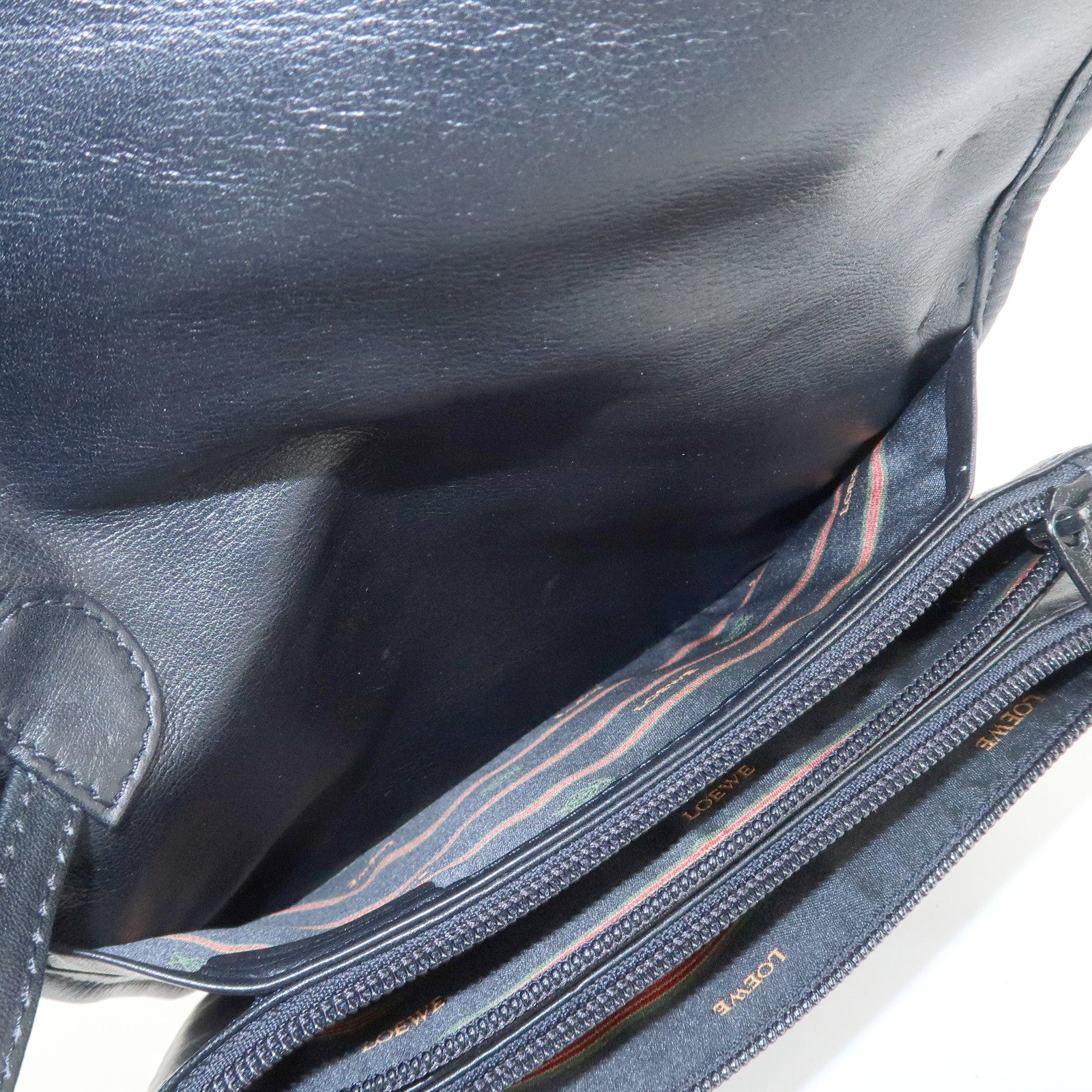 LOEWE Anagram Leather Clutch Bag Black Gold Hardware