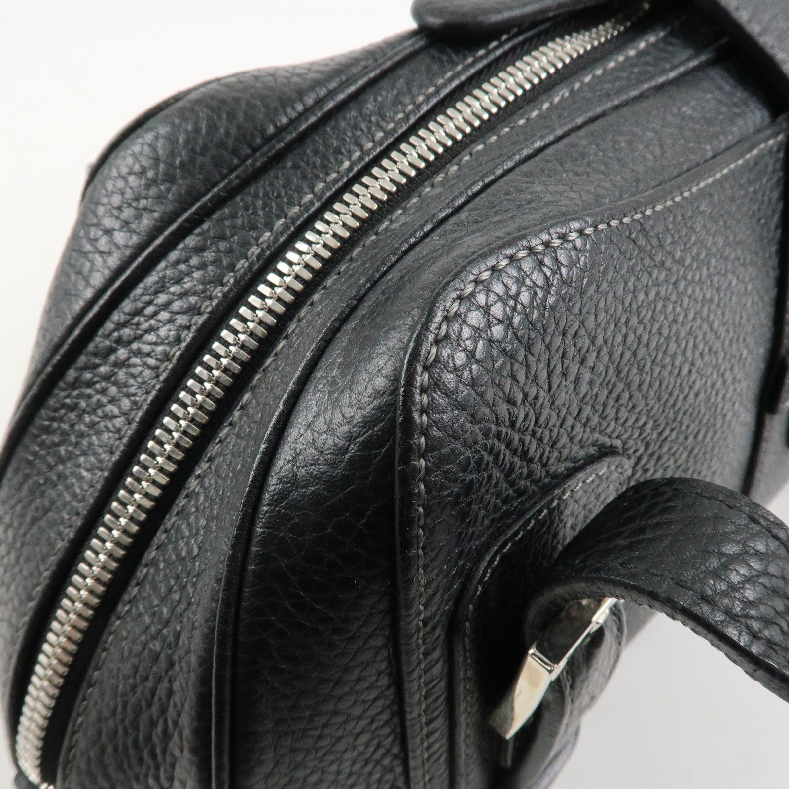 LOEWE Leather Senda Shoulder Bag Hand Bag Black Silver Hardware