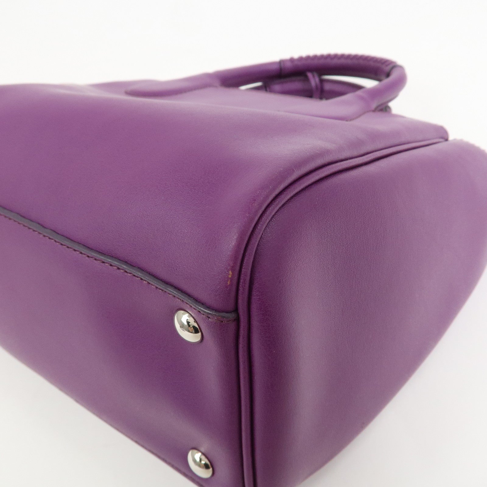 Ferragamo Leather 2Way Bag Hand Bag Shoulder Bag Tote Bag Purple