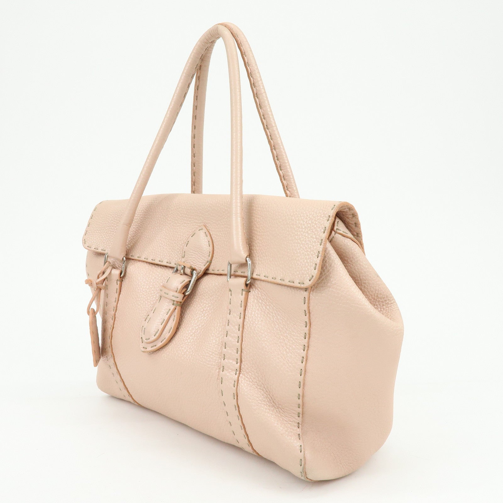 FENDI Selleria Leather Hand Bag Shoulder Bag Pink 8BR458
