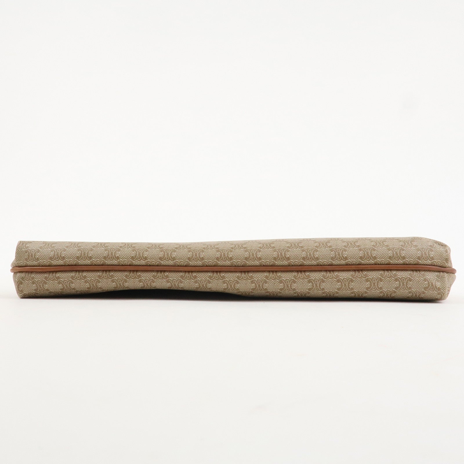 CELINE Macadam Leather PVC Clutch Bag Brown Beige Used