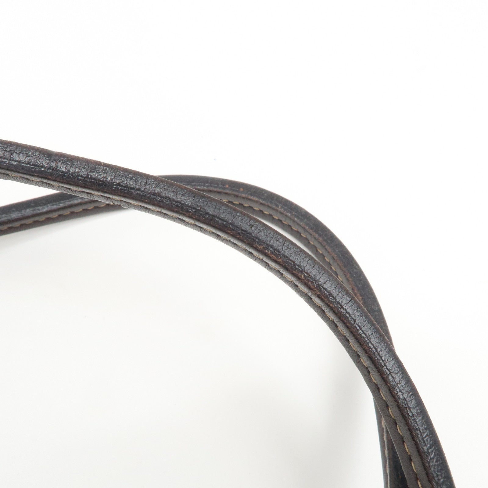 PRADA Jaguard Canvas Leather Tote Bag Shoulder Bag Brown BR3581