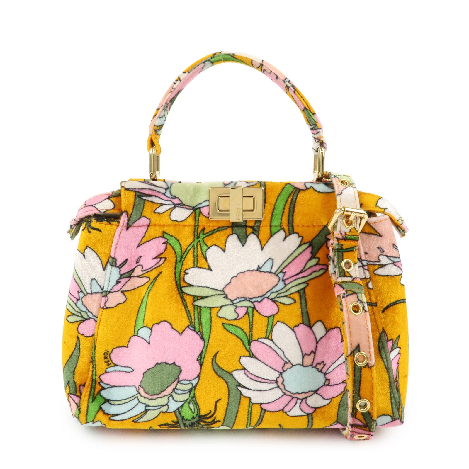 FENDI Peekaboo Small Velour 2Way Shoulder Bag Hand Bag BN244