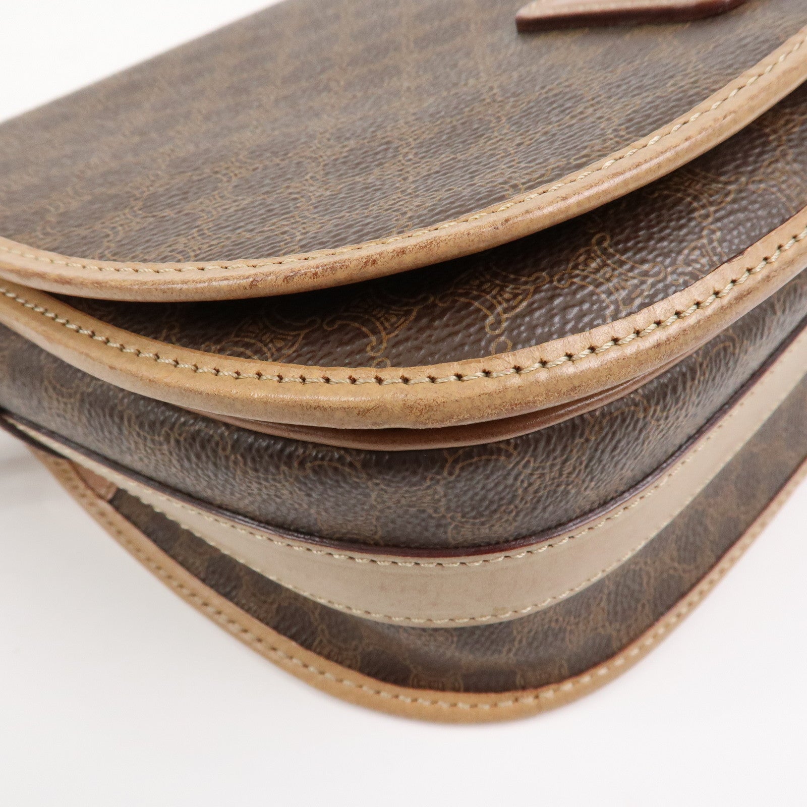 CELINE Macadam PVC Leather Shoulder Bag Crossbody Bag Brown