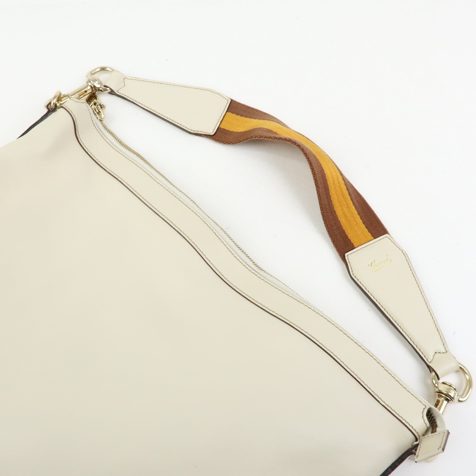 GUCCI Sherry Leather Shoulder Bag Hand Bag Ivory 154401