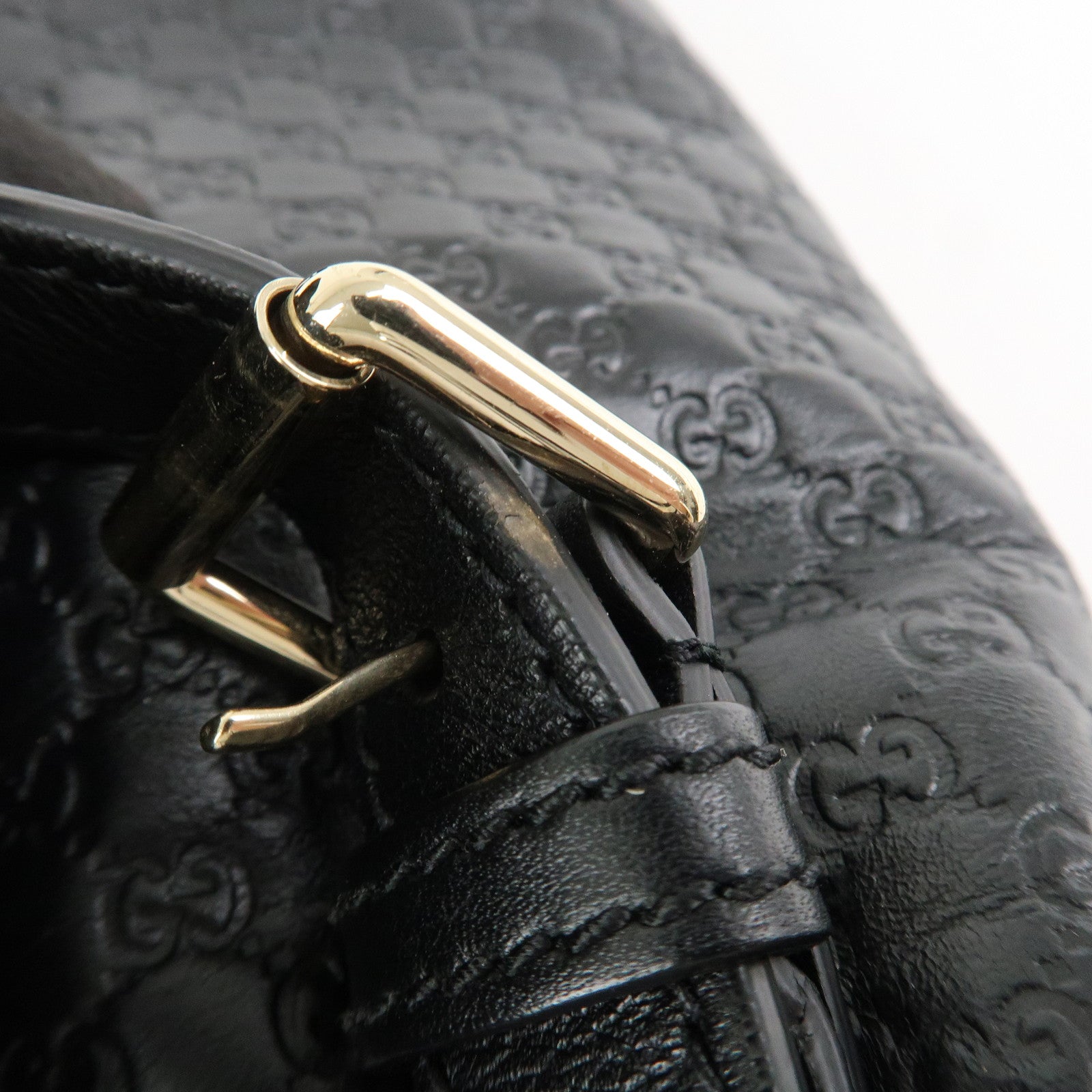 GUCCI Micro Guccissima Leather Backpack Rucksack Black 607993 Used