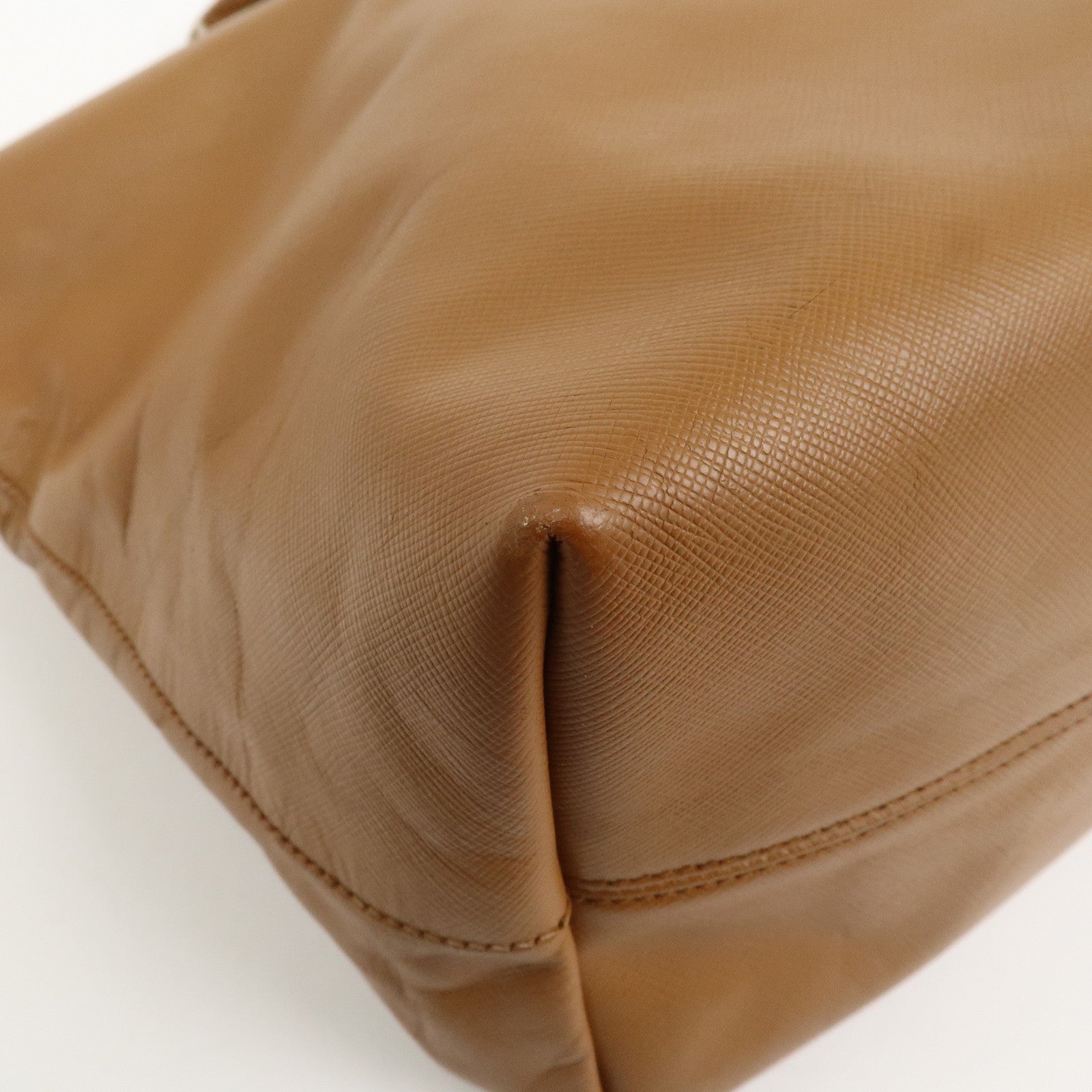 PRADA Triangle Logo Leather 2Way Bag Shoulder Bag Brown