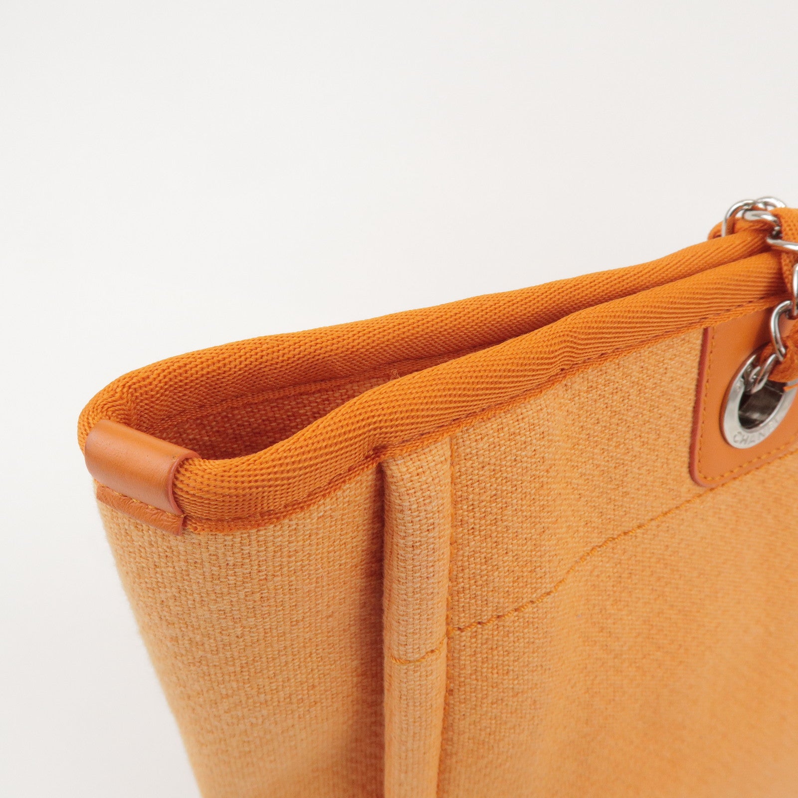 CHANEL Deauville MM Straw Leather Tote Bag Shoulder Bag A67001