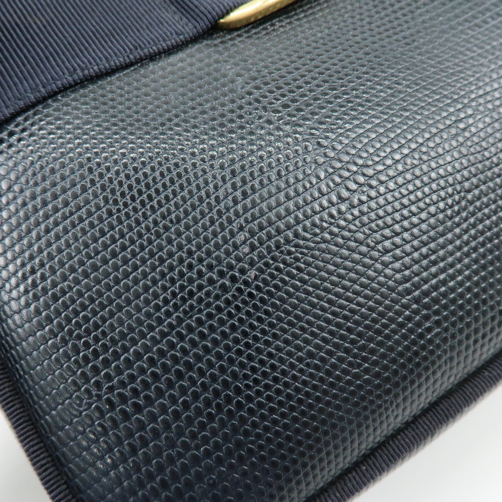 Ferragamo Vara Embossed Leather Shoulder Bag Crossbody Bag Navy