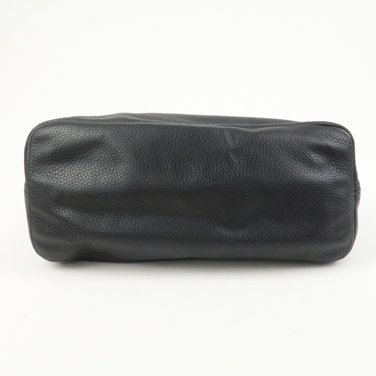 PRADA Logo Leather Shoulder Bag Hand Bag Black
