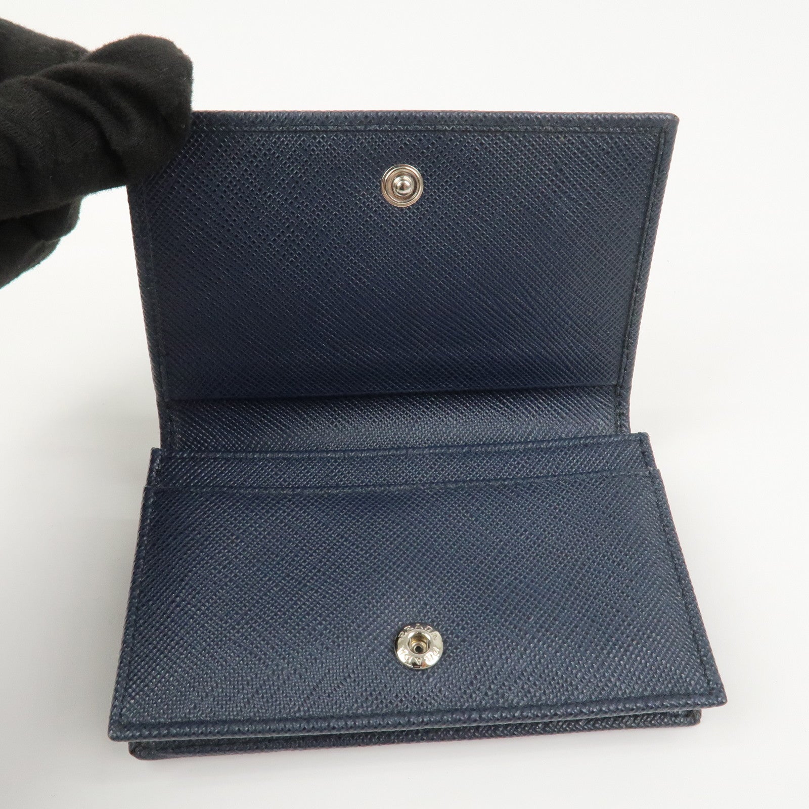 PRADA Saffiano Leather Card Case Card Holder Navy 2MC122