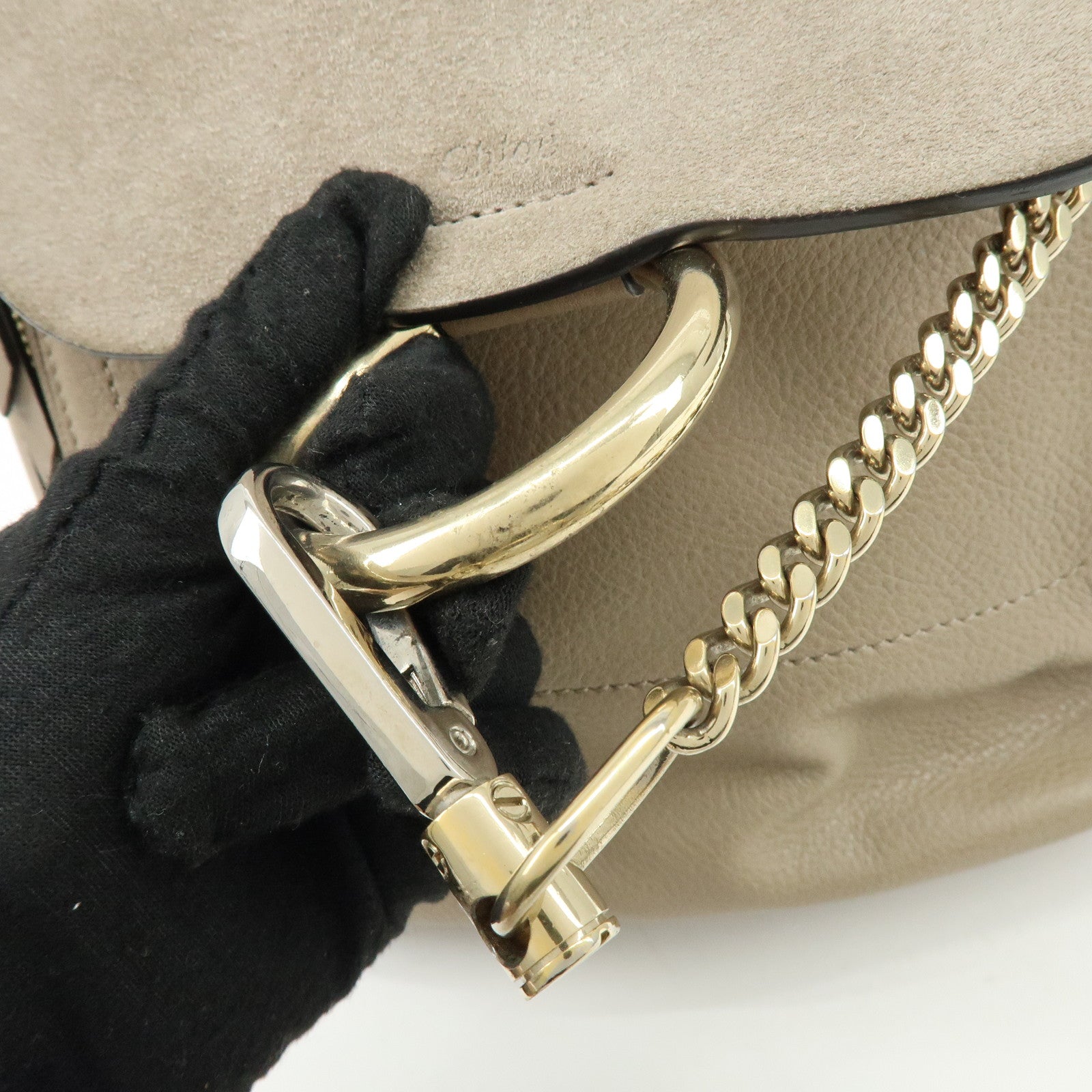 Chloe Faye Suede Leather Backpack Rucksack Greige