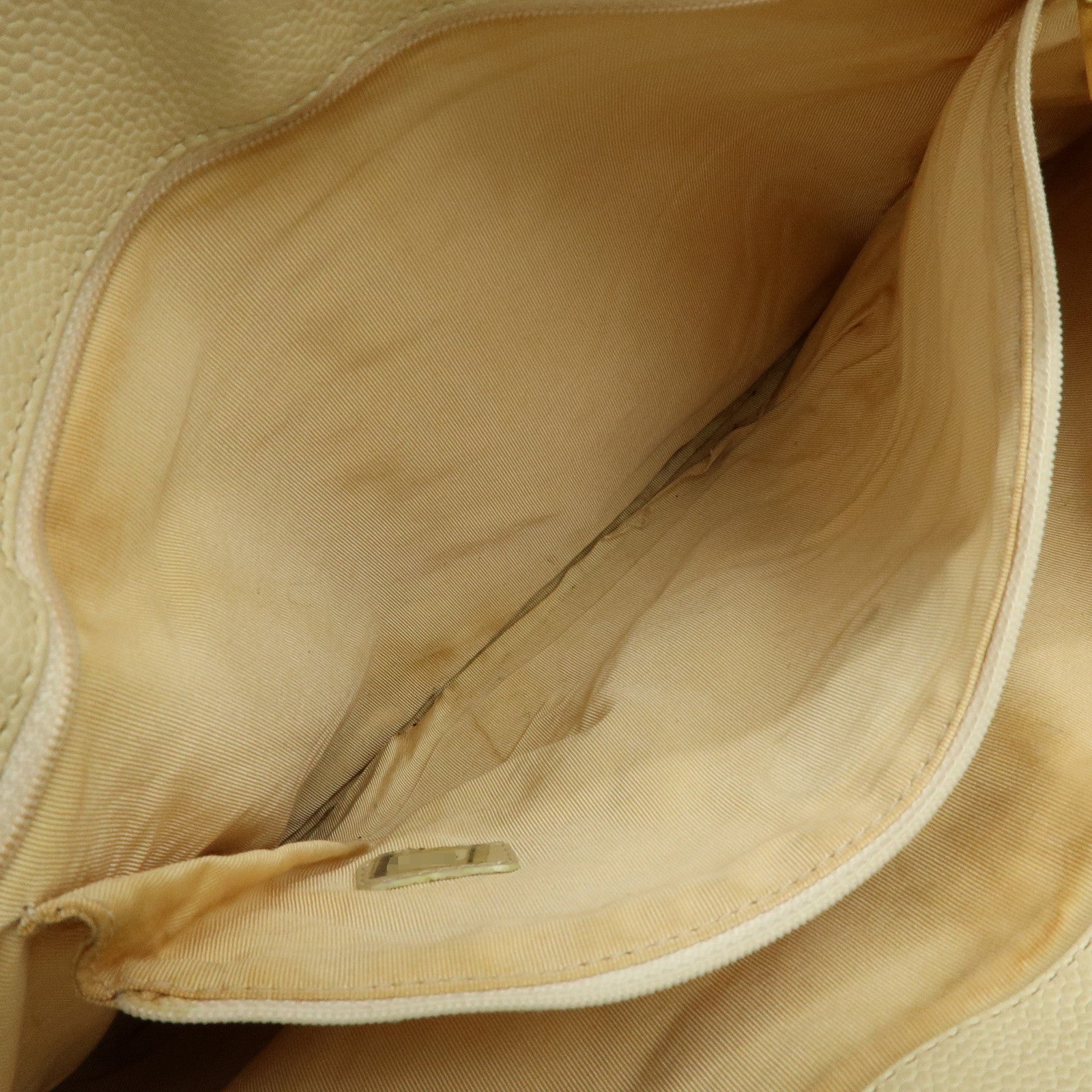 CHANEL COCO Mark Caviarskin Tote Bag Shoulder Bag Hand Bag Ivory