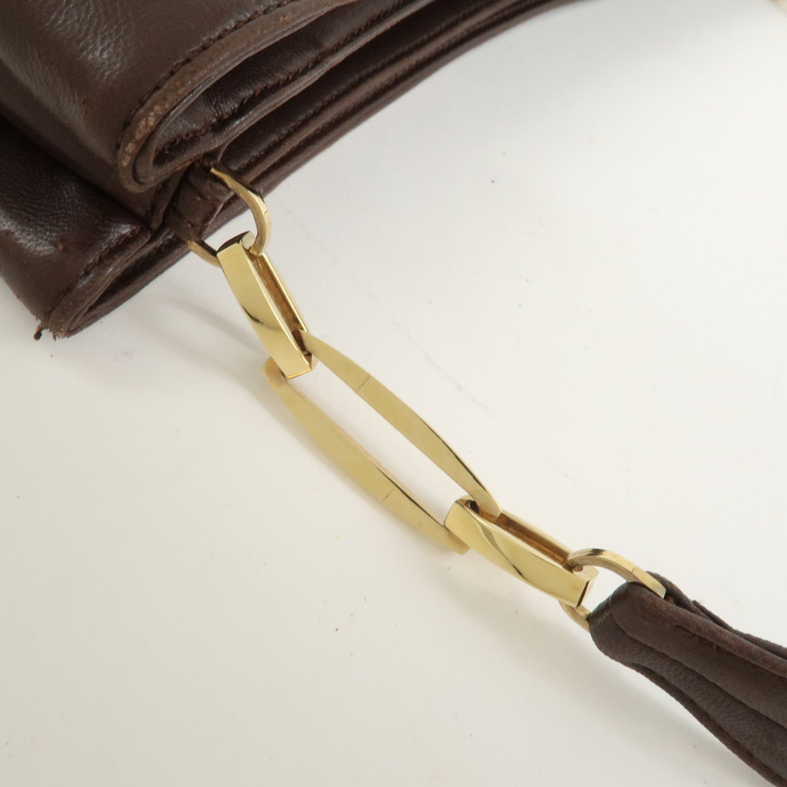 LOEWE Anagram Lamb Skin Shoulder Bag Hand Bag Brown