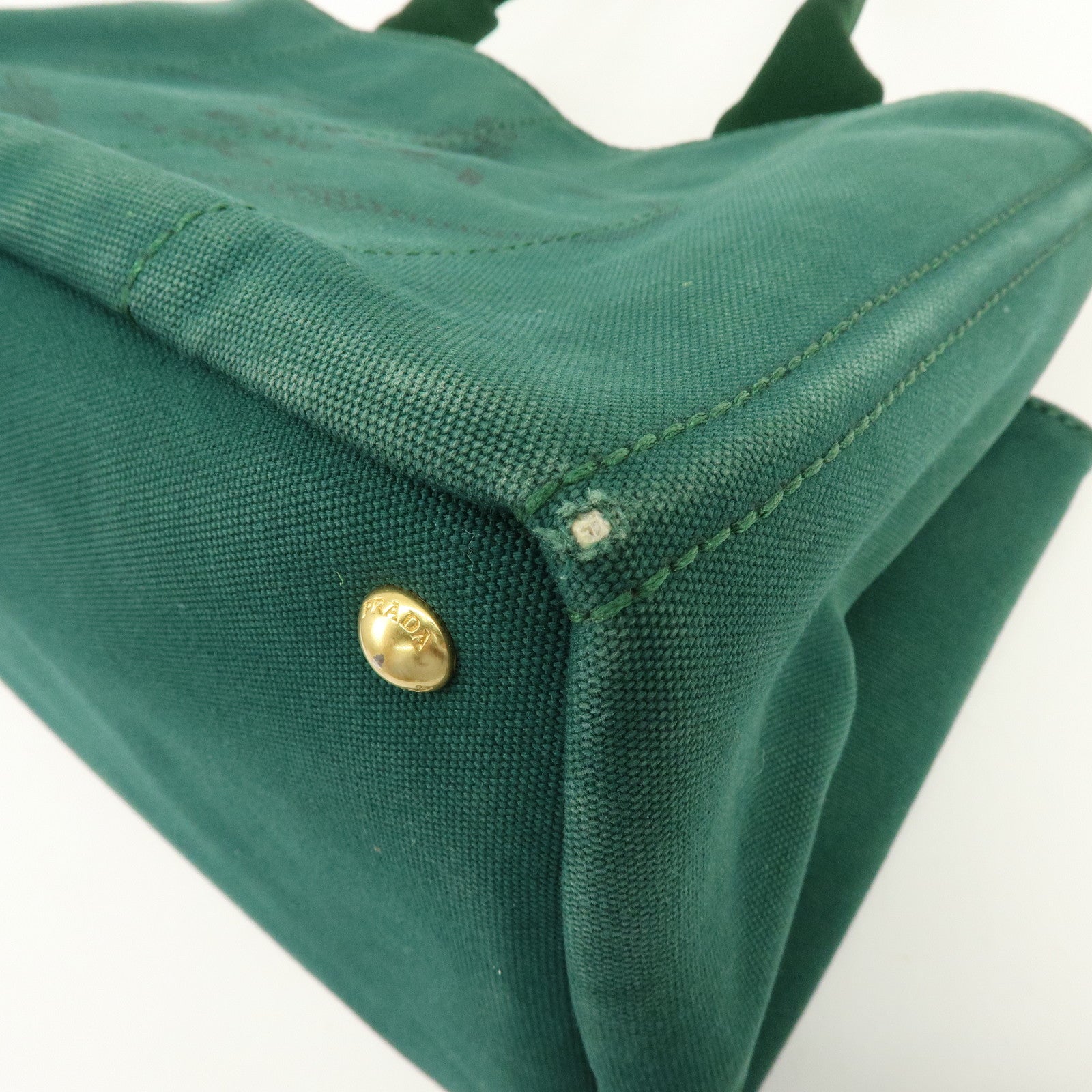 PRADA Triangle Logo Canapa Canvas 2Way Bag Shoulder Hand Bag Green