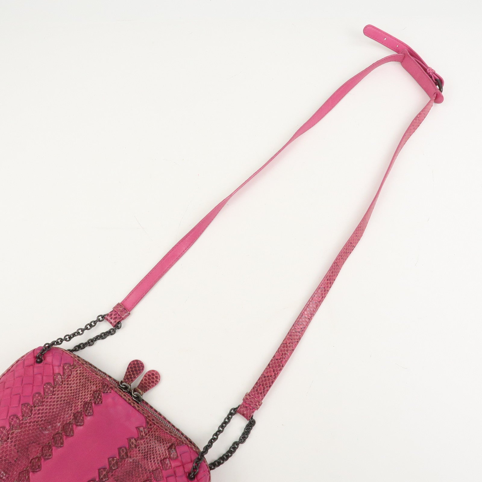 BOTTEGA VENETA Intrecciato Leather Shoulder Bag Crossbody Bag Pink