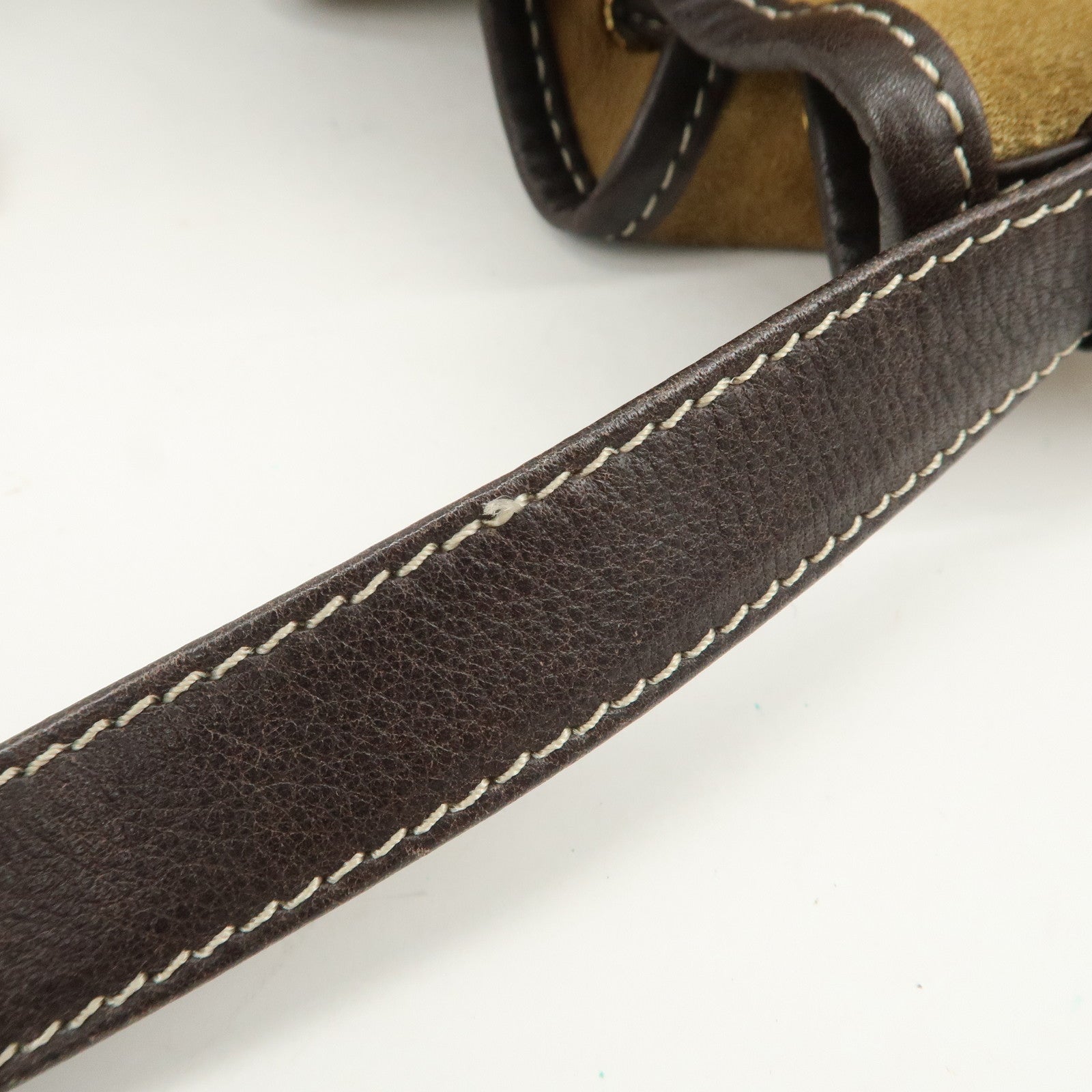 LOEWE Anagram Logo Suede Leather Shoulder Bag Brown