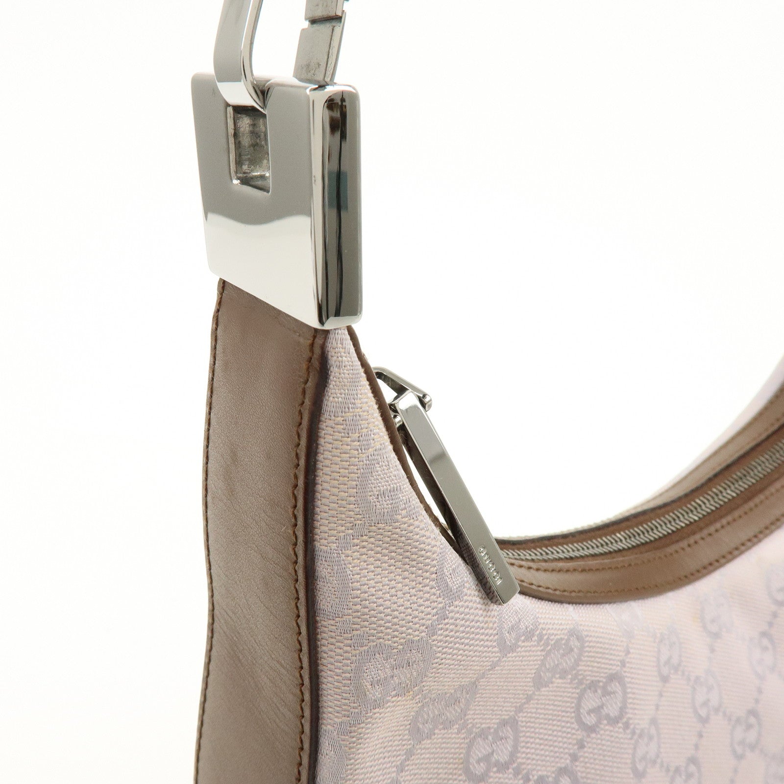 GUCCI GG Canvas Leather Shoulder Bag Hand Bag Purple Brown 01233