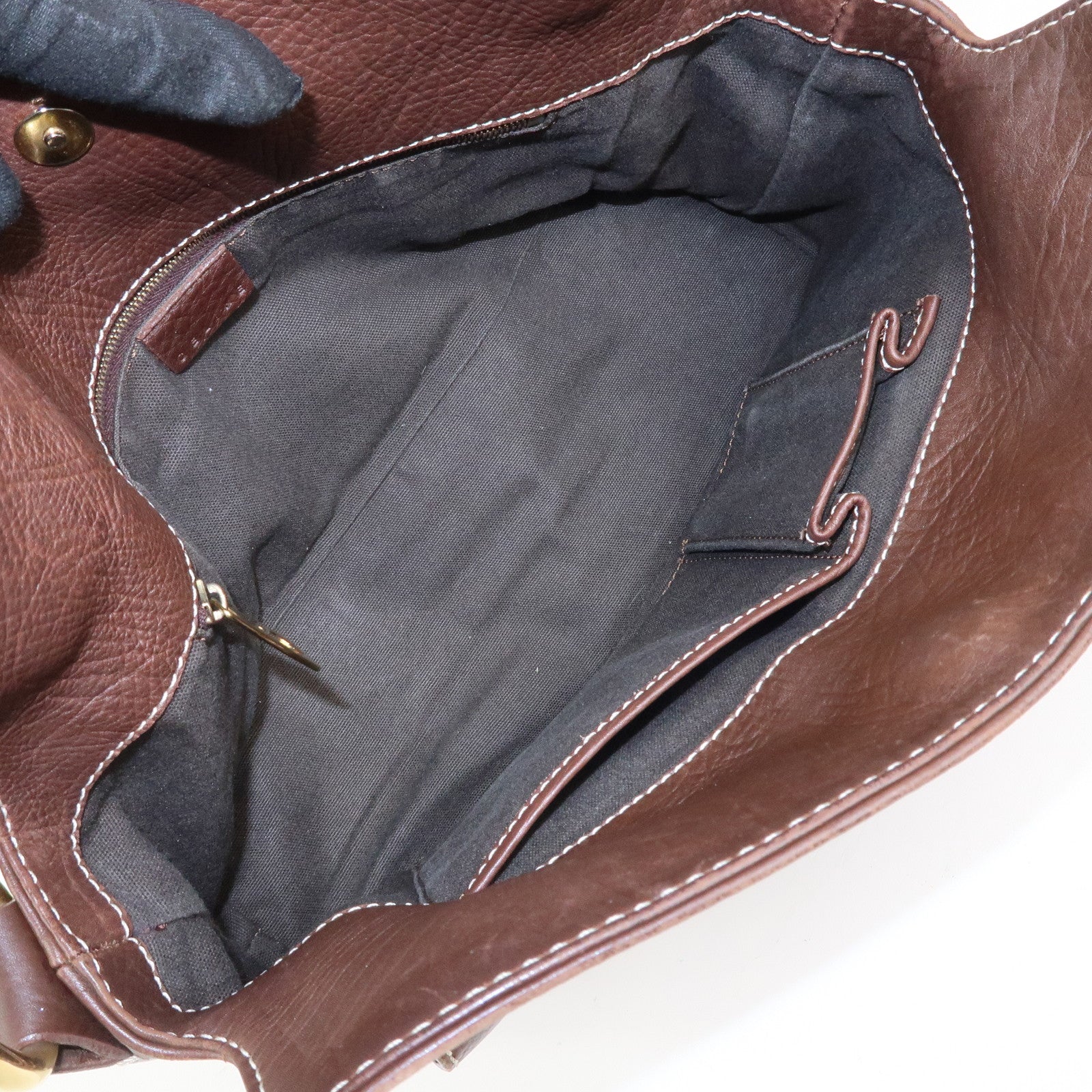 CELINE Macadam Logo Leather Hand Bag Shoulder Bag Brown