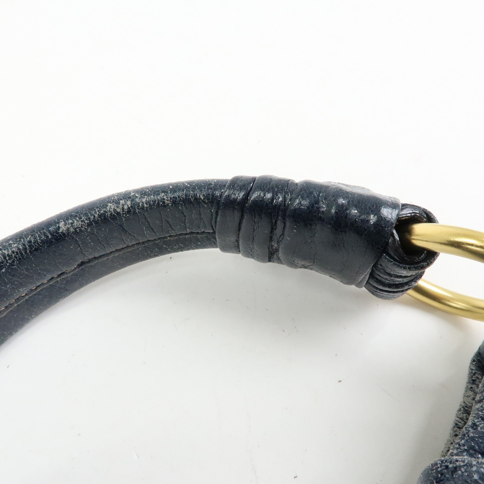 PRADA Leather Hand Bag Shoulder Bag Navy Blue 5782586