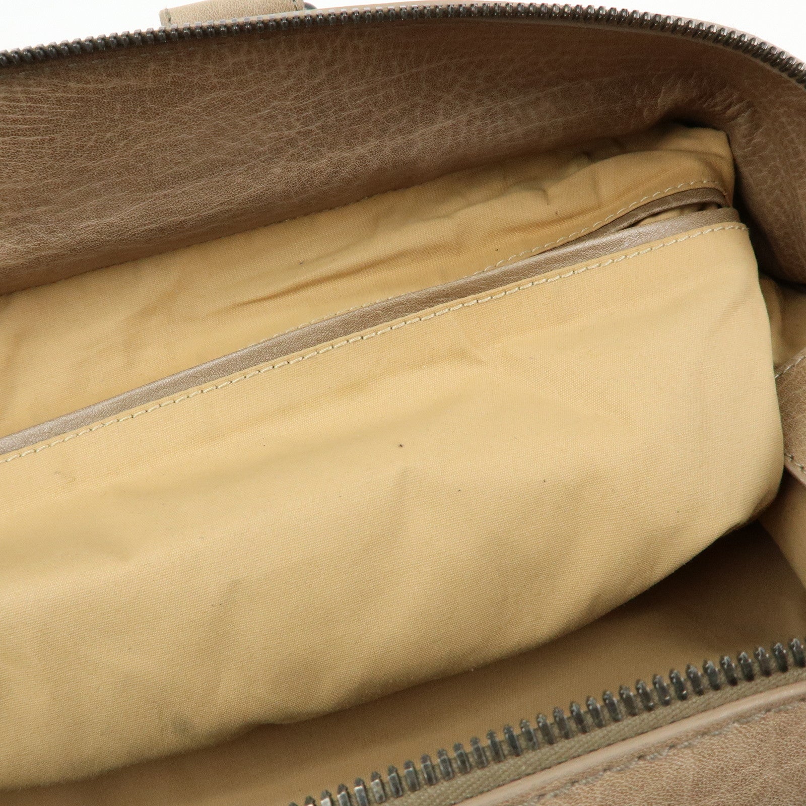 BOTTEGA VENETA Canvas Leather Boston Bag Hand Bag Beige 145119