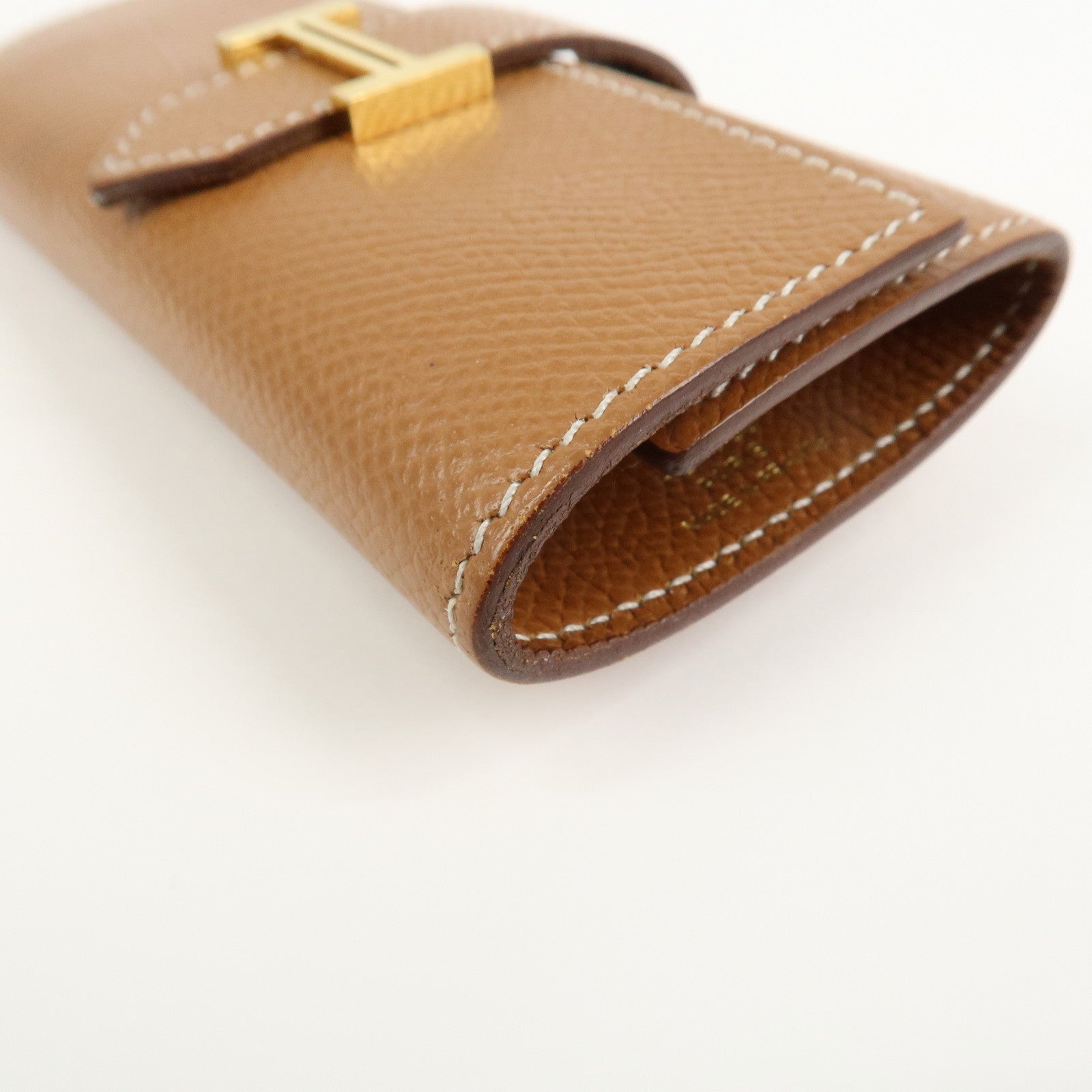 HERMES Logo Veau Epsom Leather Bearn Key Case Key Holder Z Stamped