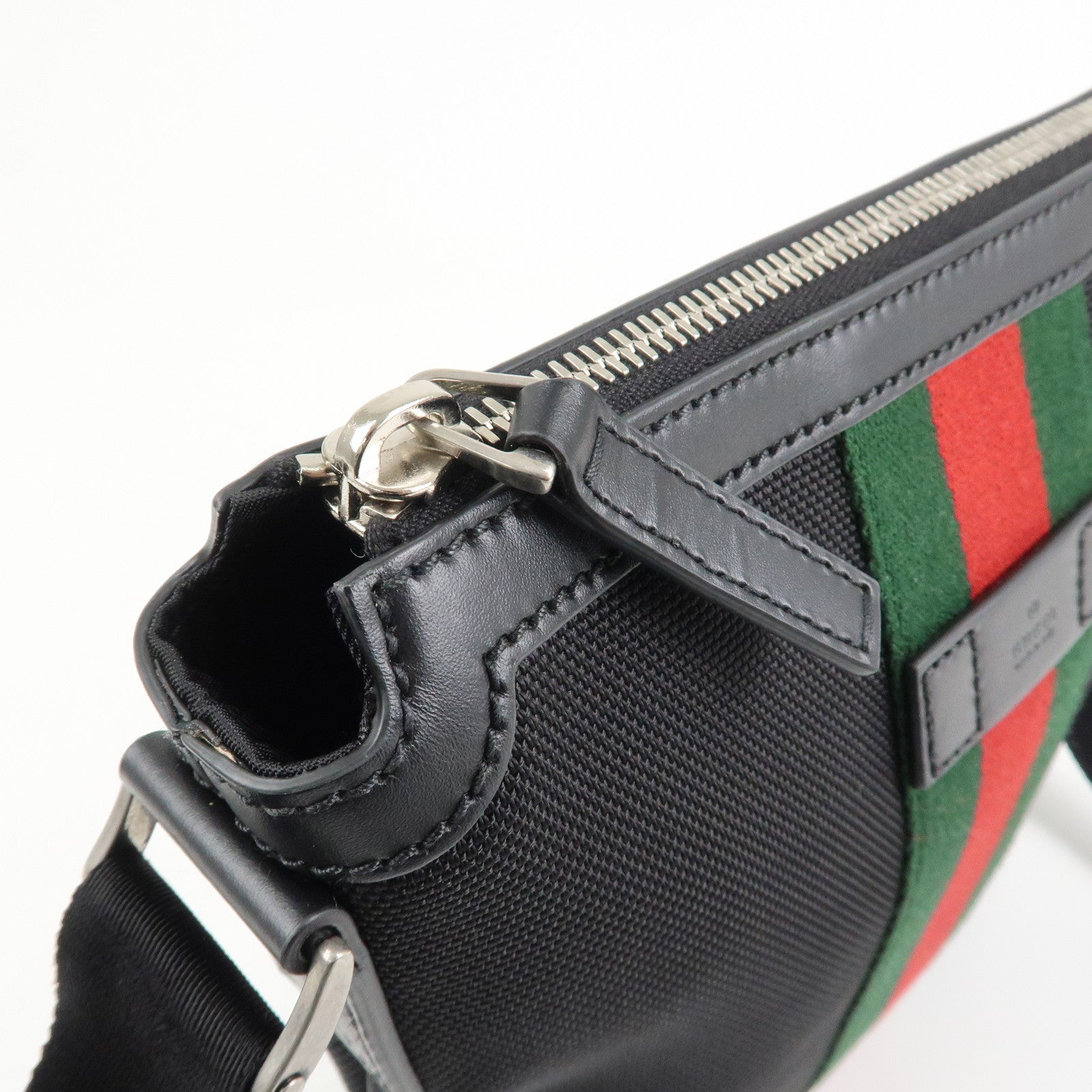 GUCCI Sherry Canvas Leather Shoulder Bag Crossbody Bag Black 631195