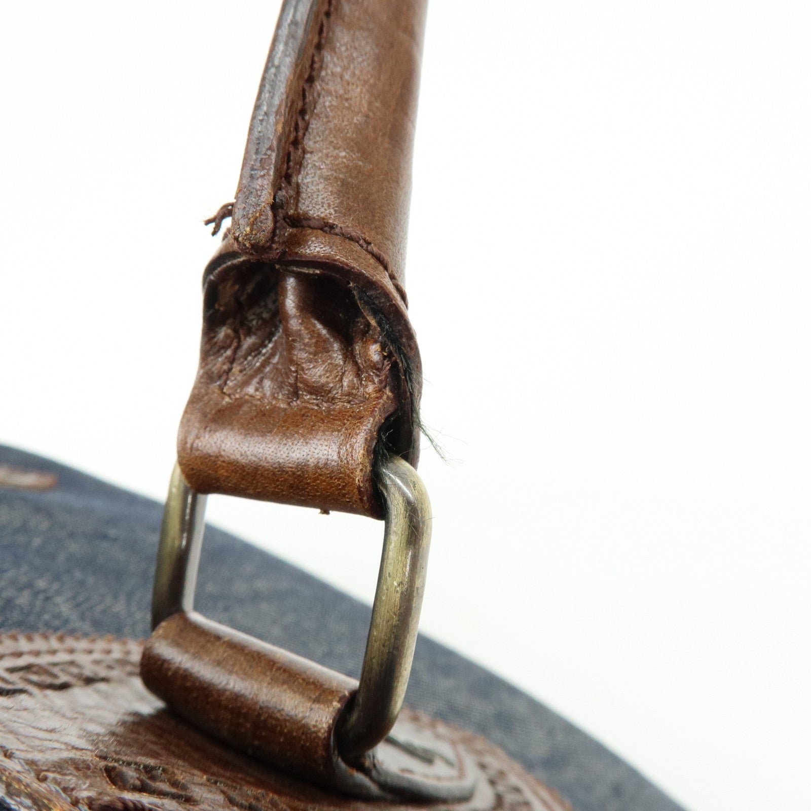 FENDI Etnico Zucca Denim Leather Shoulder Bag Blue Brown 8BN157