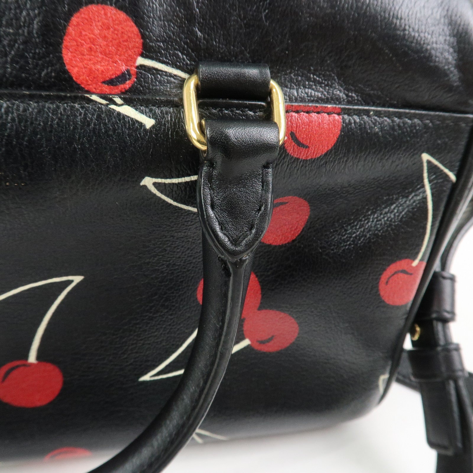 SAINT LAURENT PARIS Baby Duffle Leather Cherry 2Way Hand Bag 330958