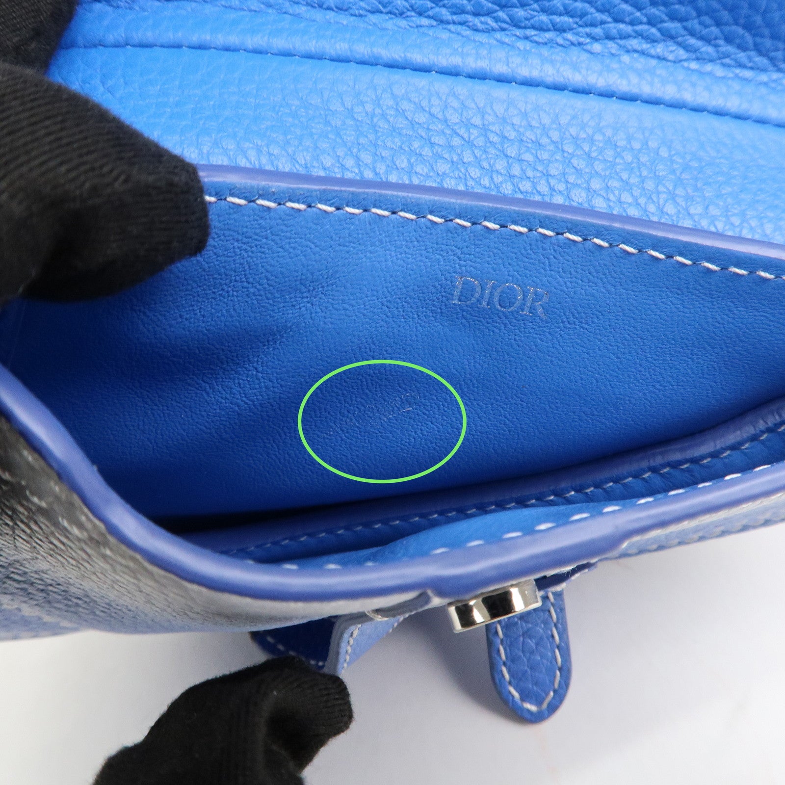 Christian Dior Leather Saddle Pouch Blue Charm 2ADKH127YMJ Used