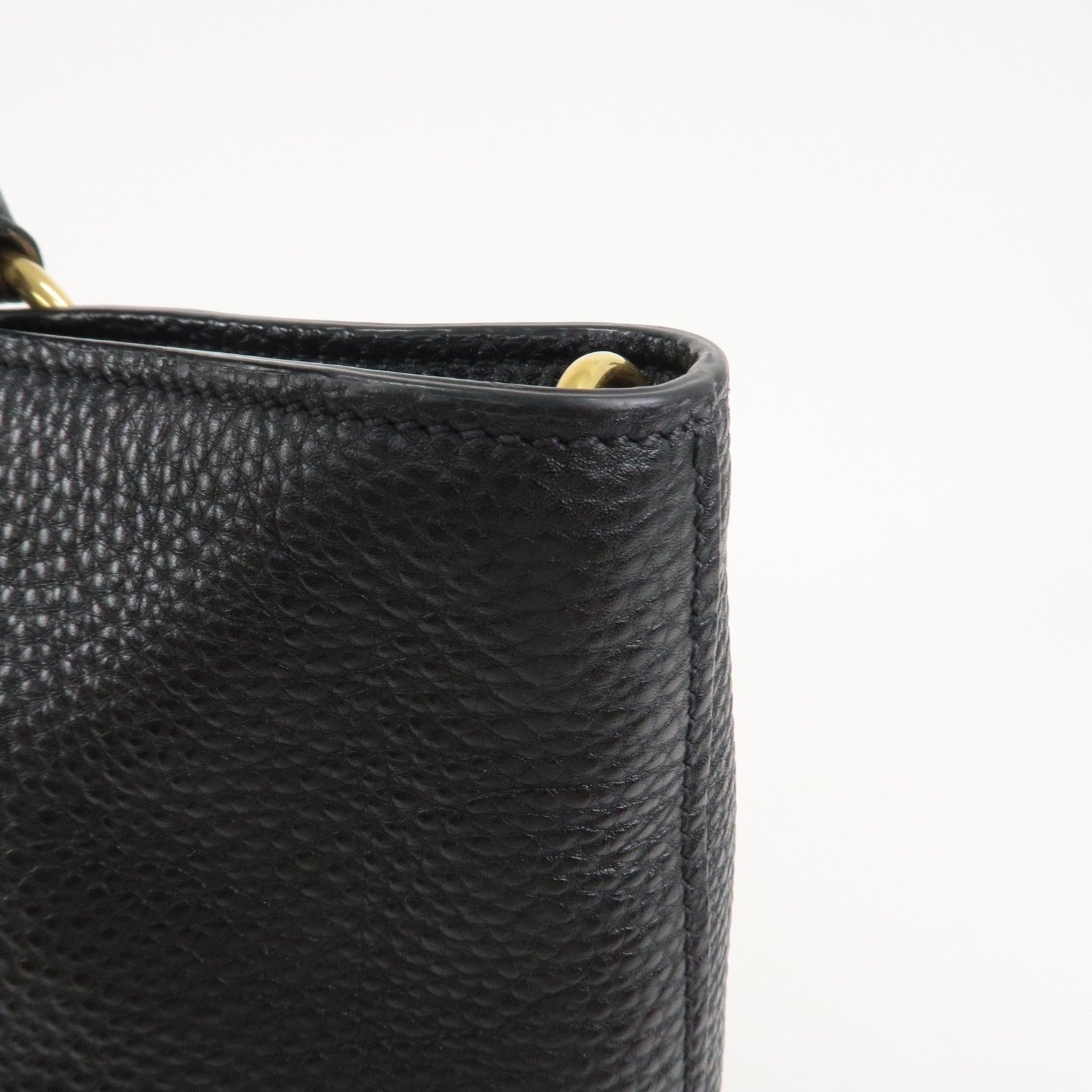 PRADA Vitello Daino Leather 2Way Tote Bag Shoulder Bag Black BN1713