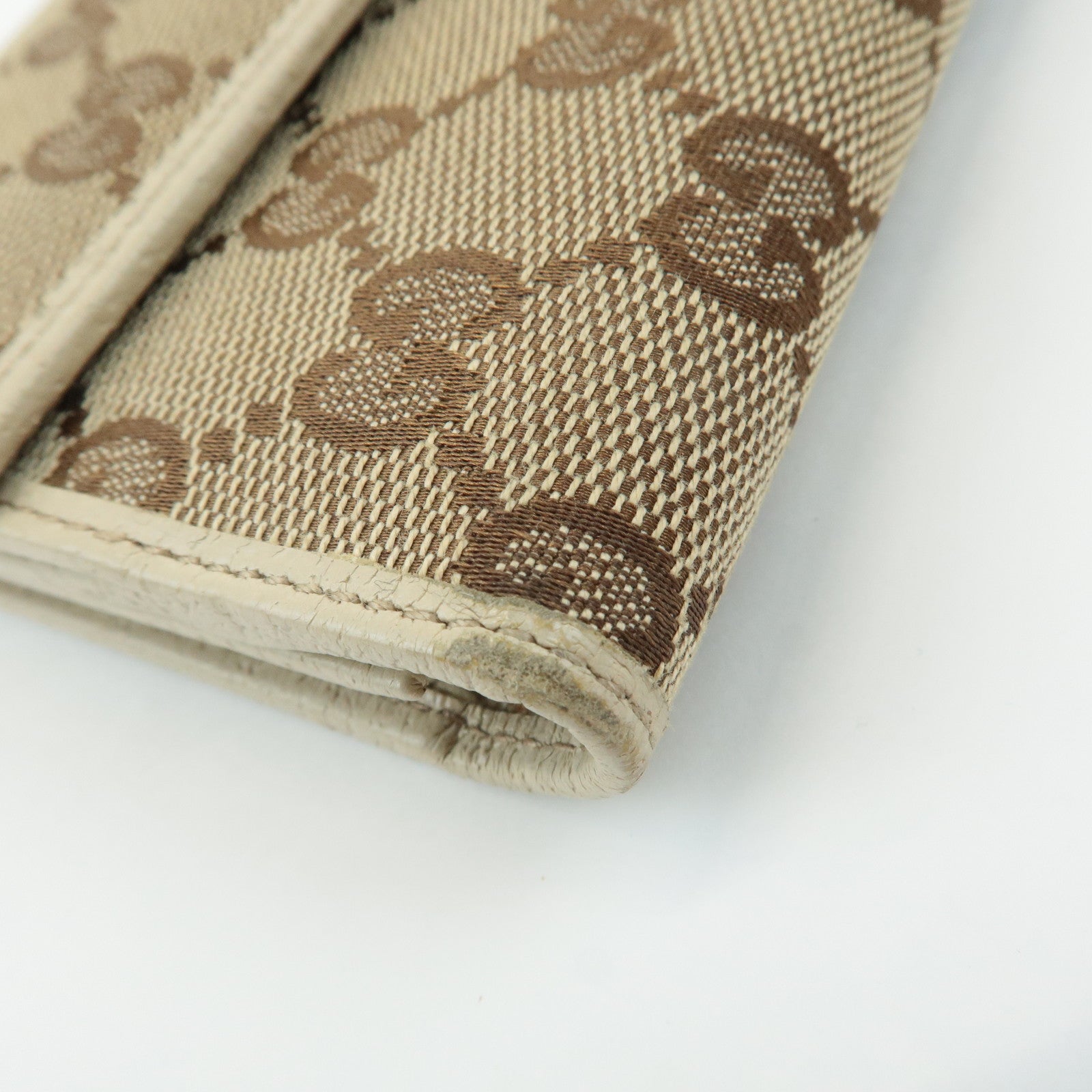 GUCCI Set of 2 GG Canvas Leather Wallet Beige Brown 203550/112715 Used