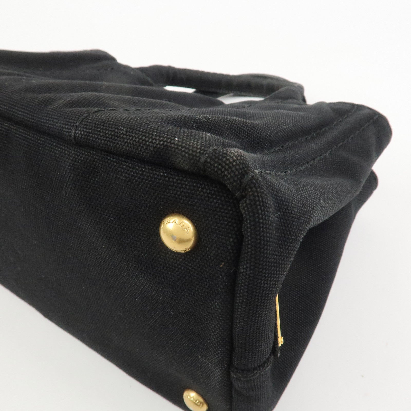 PRADA Canapa Mini Canvas 2Way Bag Hand Bag Black 1BG439