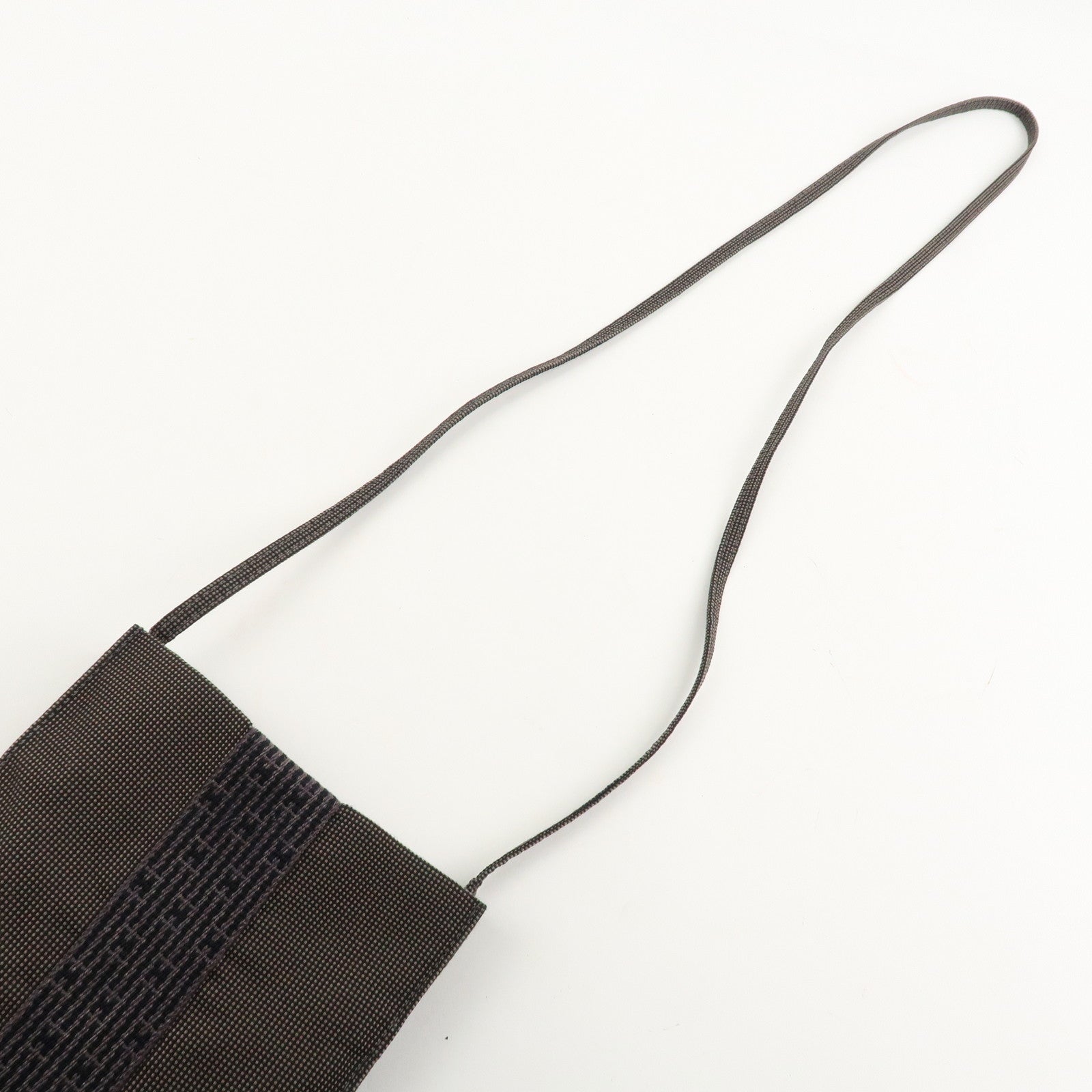 HERMES Her Line Canvas Omenito Shoulder Bag Crossbody Bag Gray Used