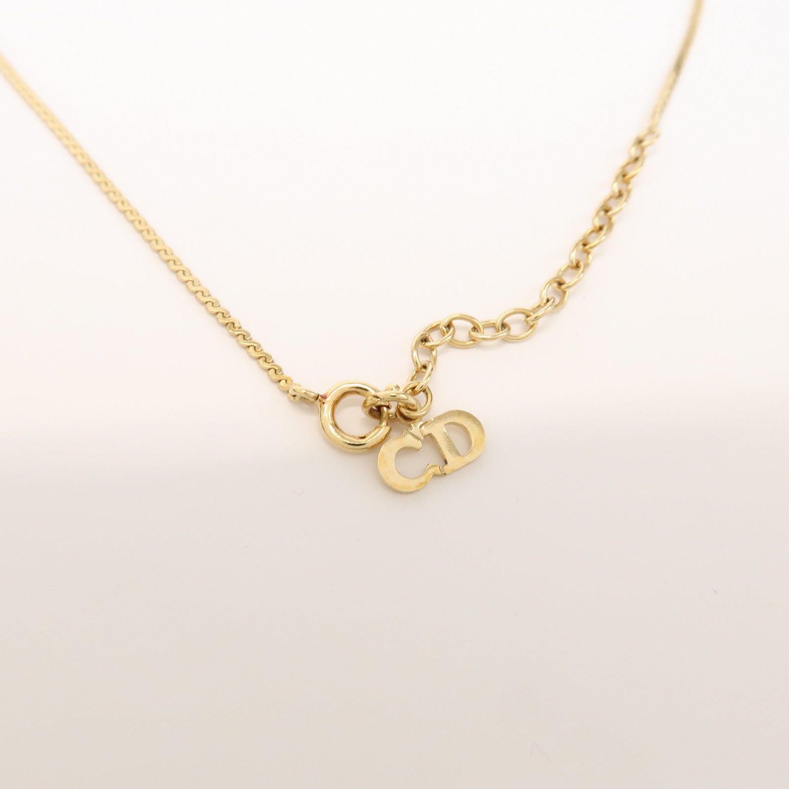Christian Dior CD Logo Metal Necklace Choker Gold