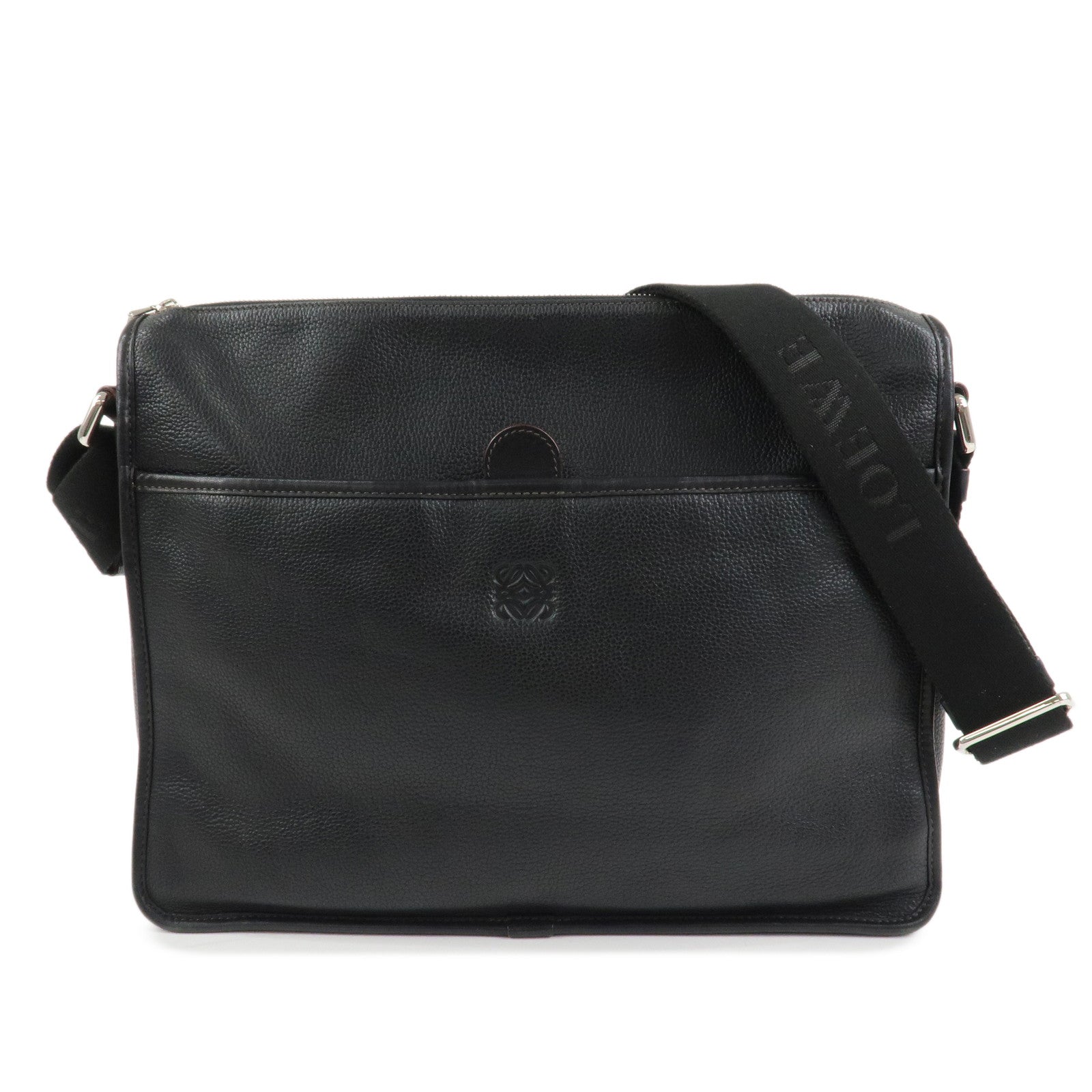 LOEWE Anagram Leather Shoulder Bag Crossbody Bag Black