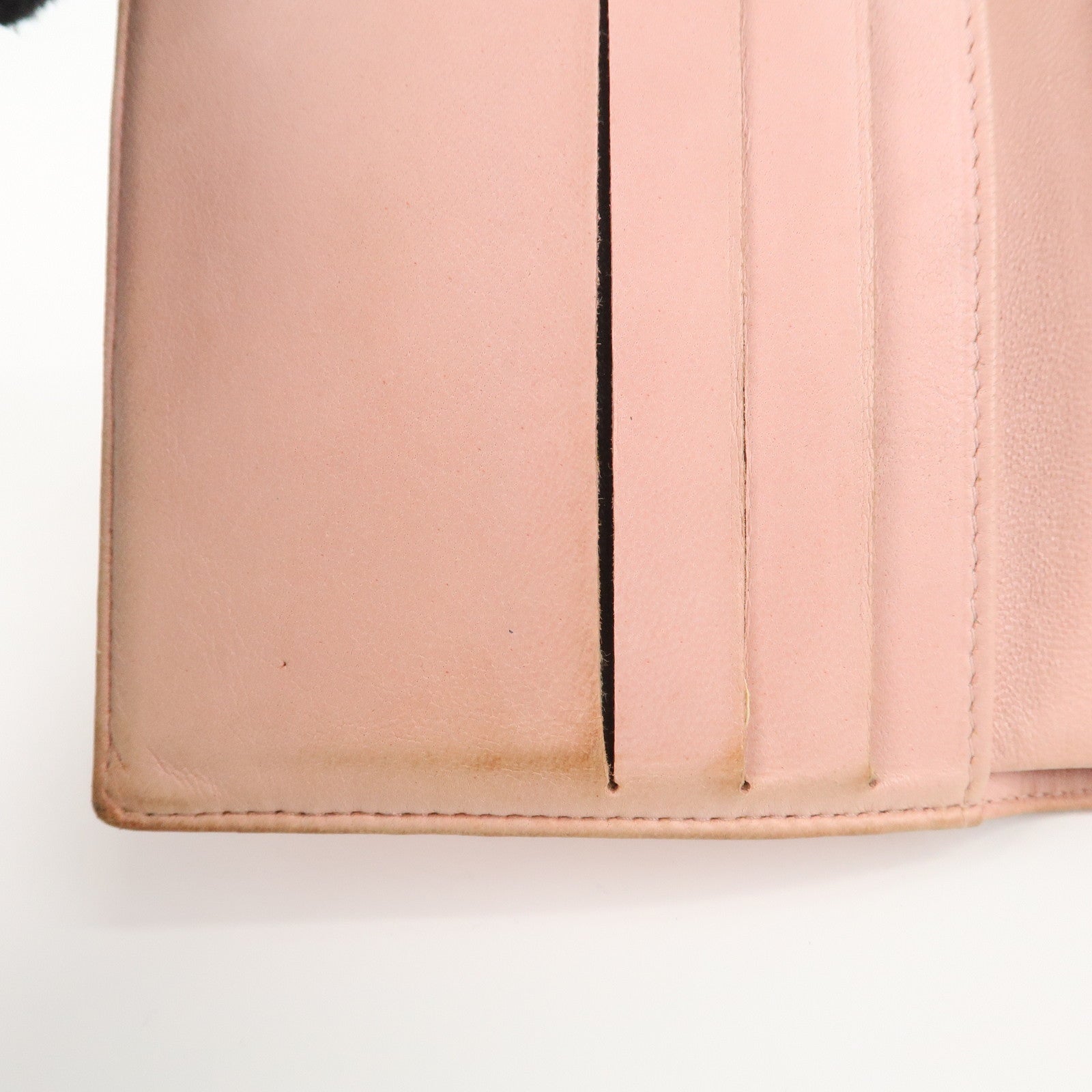 CHANEL COCO Mark Caviarskin Double Hook Wallet Pink A13496 Used