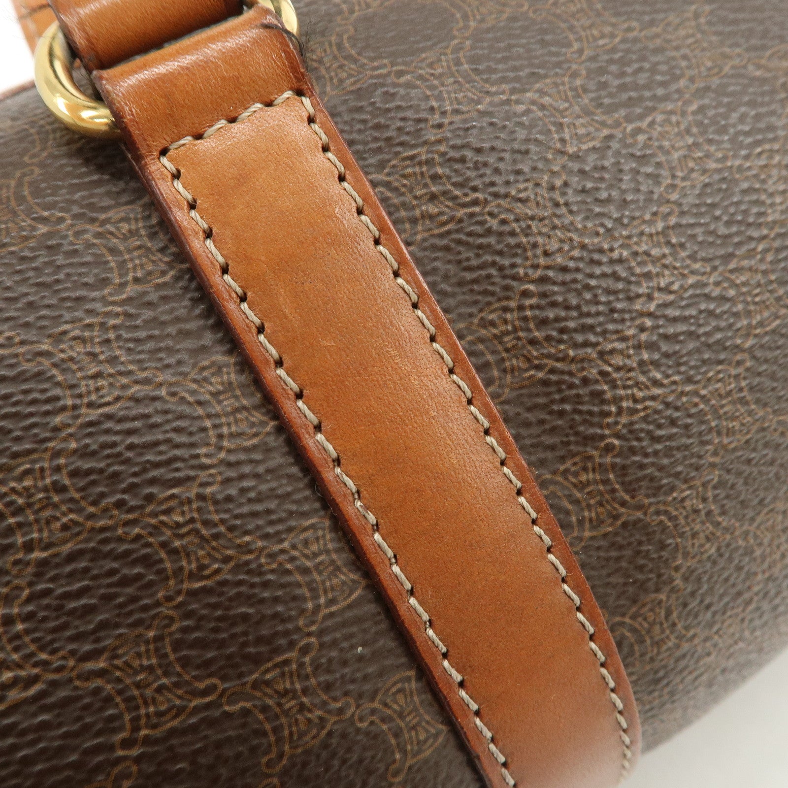CELINE Macadam PVC Leather Hand Bag Shoulder Bag Brown