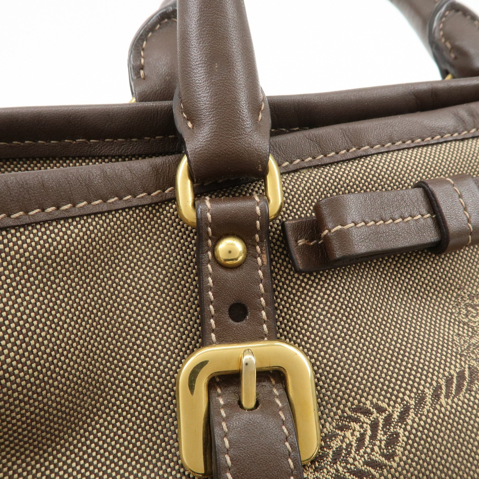 PRADA Jaguard Canvas Leather 2Way Tote Bag Shoulder Bag BN1841