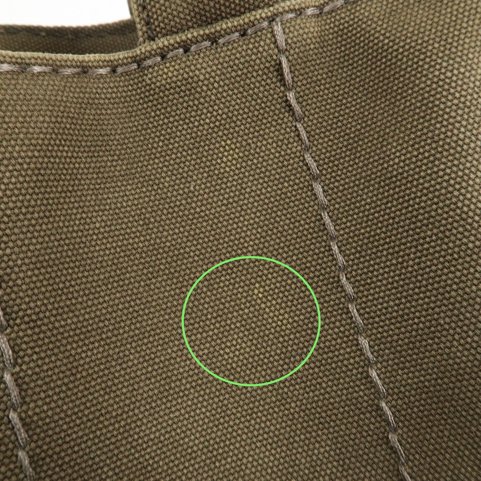 PRADA Logo Canapa Mini Canvas Tote Bag Hand Bag Khaki BN2439 Used