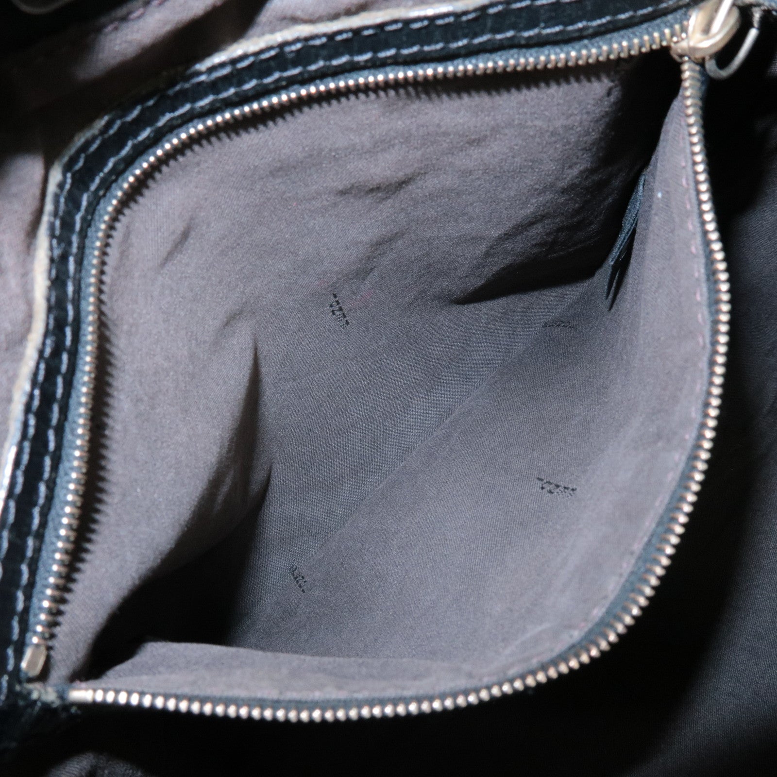 FENDI Zucchino Leather Canvas Tote Bag Hand Bag Black 8BH161 Used