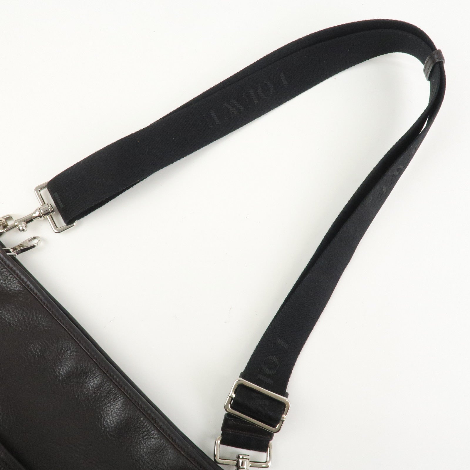 LOEWE Anagram Leather Shoulder Bag Crossbody Bag Dark Brown