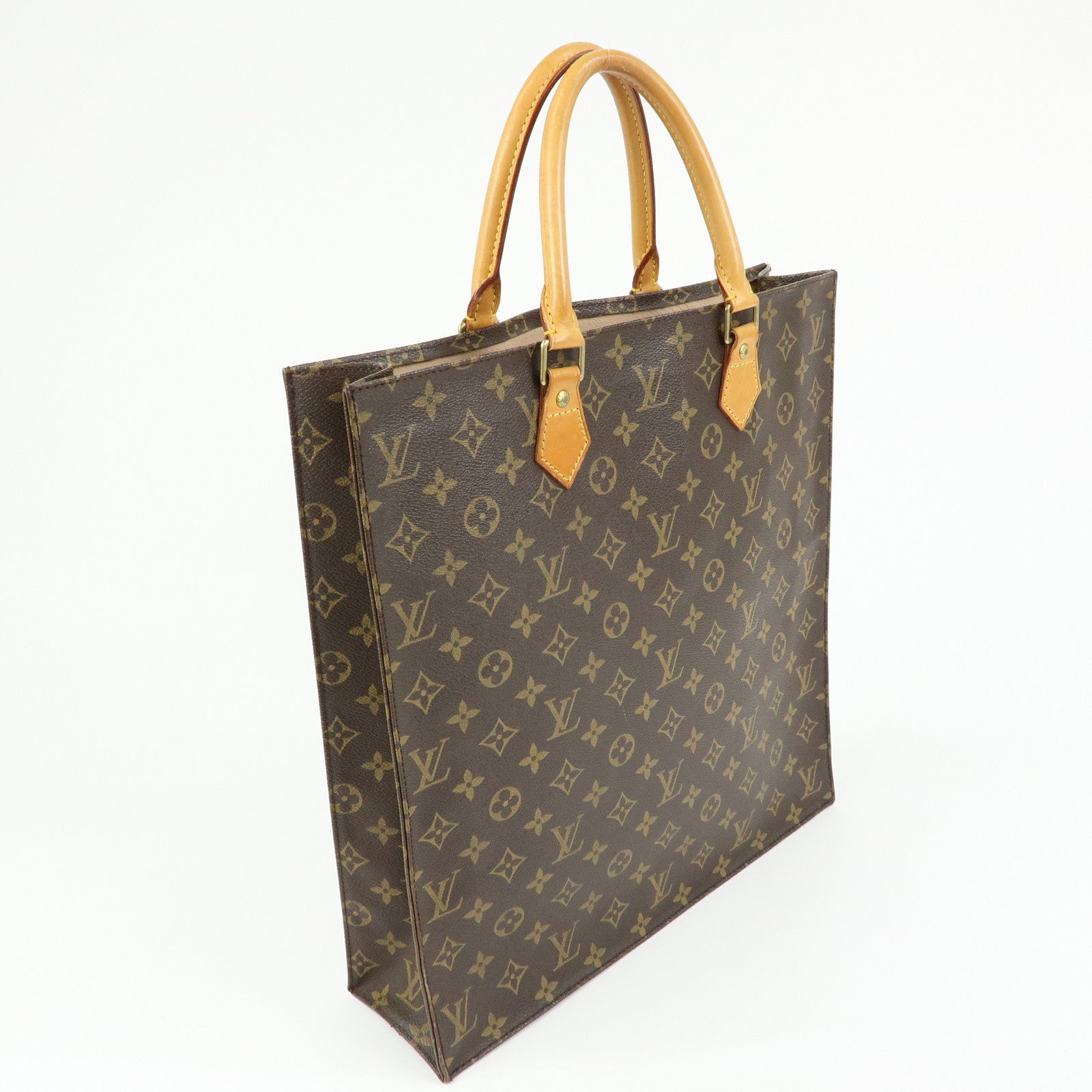 Louis Vuitton Monogram Sac Plat Tote Bag Hand Bag Brown M51140