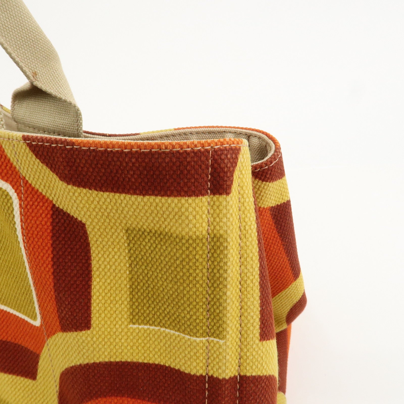 PRADA Triangle Logo Canapa Large Tote Hand Bag Orange Yellow BN1872