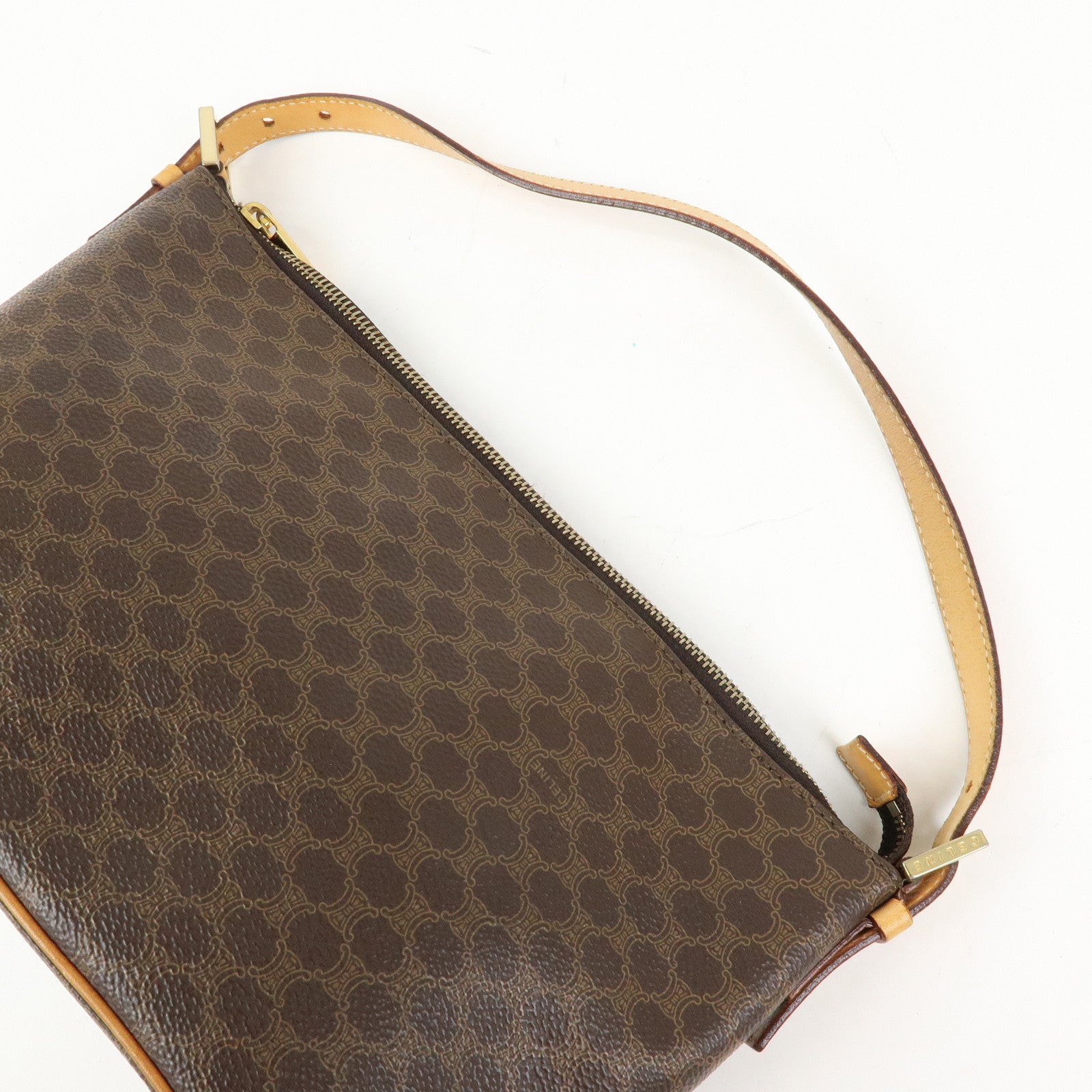 CELINE Macadam PVC Leather Shoulder Bag Hand Bag Brown