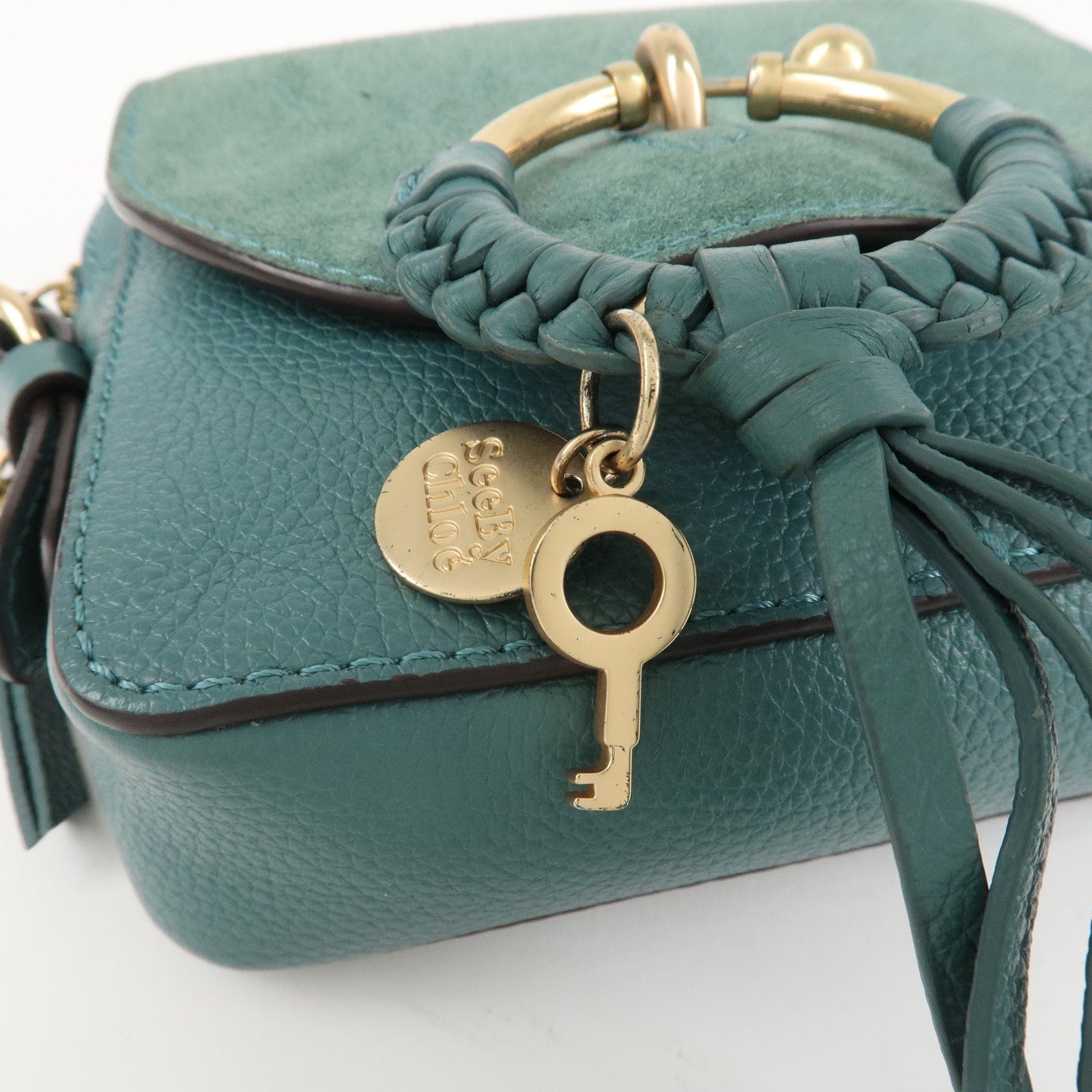 Chloe See By Chloe Joan Leather Suede Shoulder Bag Turquoise Blue Used